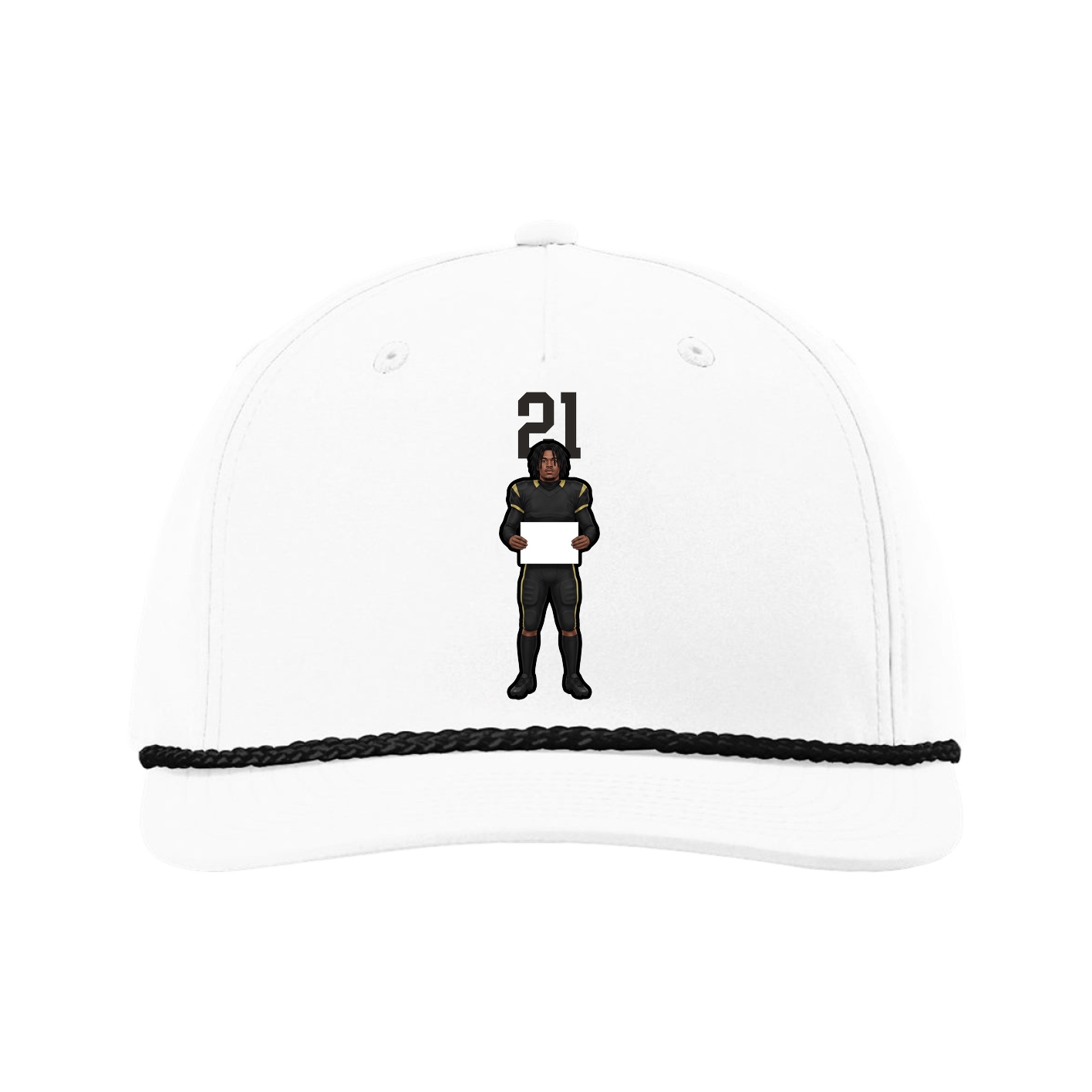 Five-Panel Classic Rope Cap — Number Top in White
