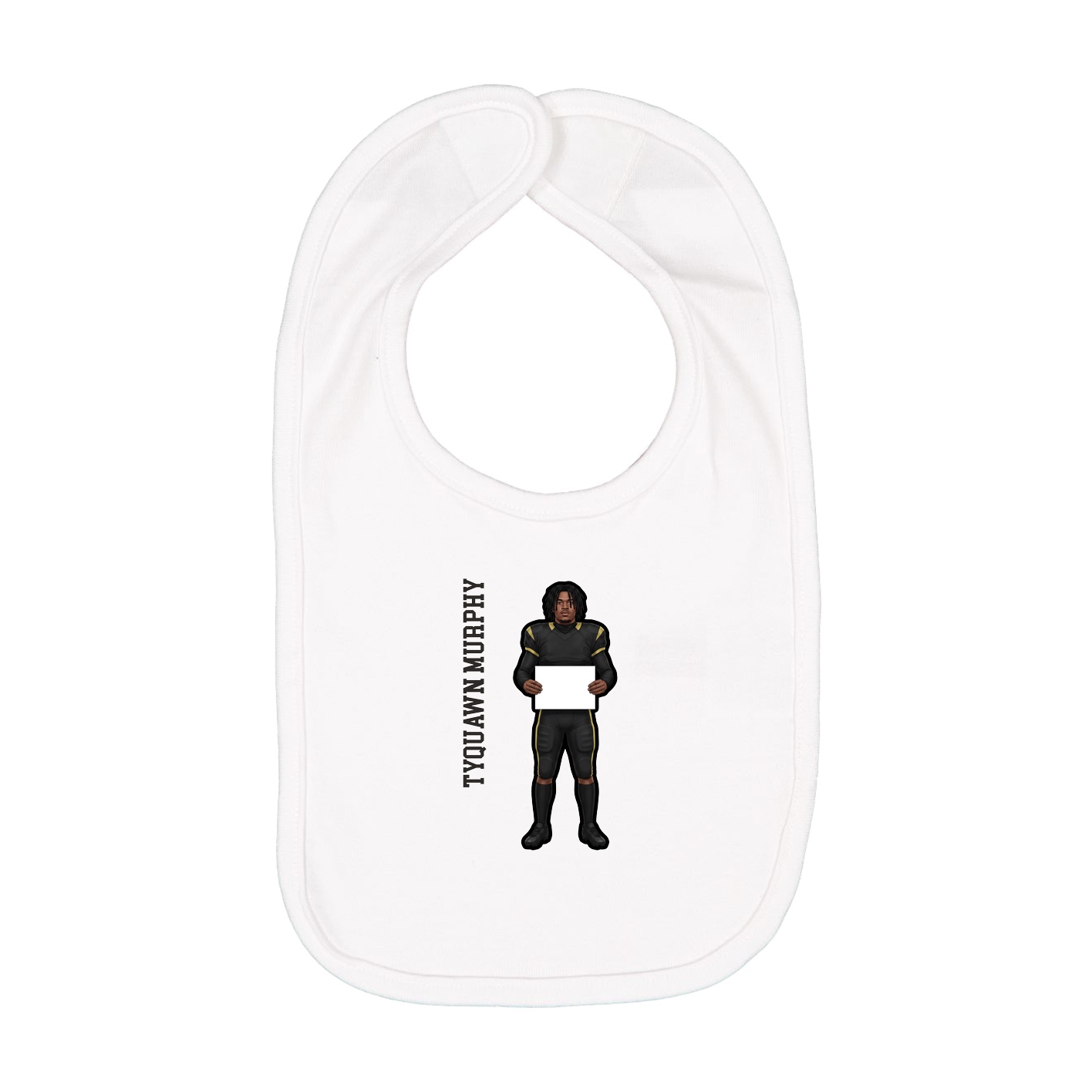 Infant Bib — Name Vertical in White