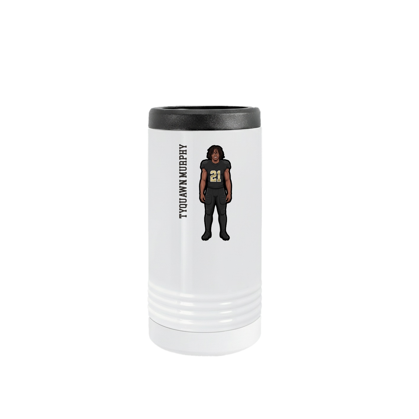 Slim Beverage Holder — Name Vertical in White