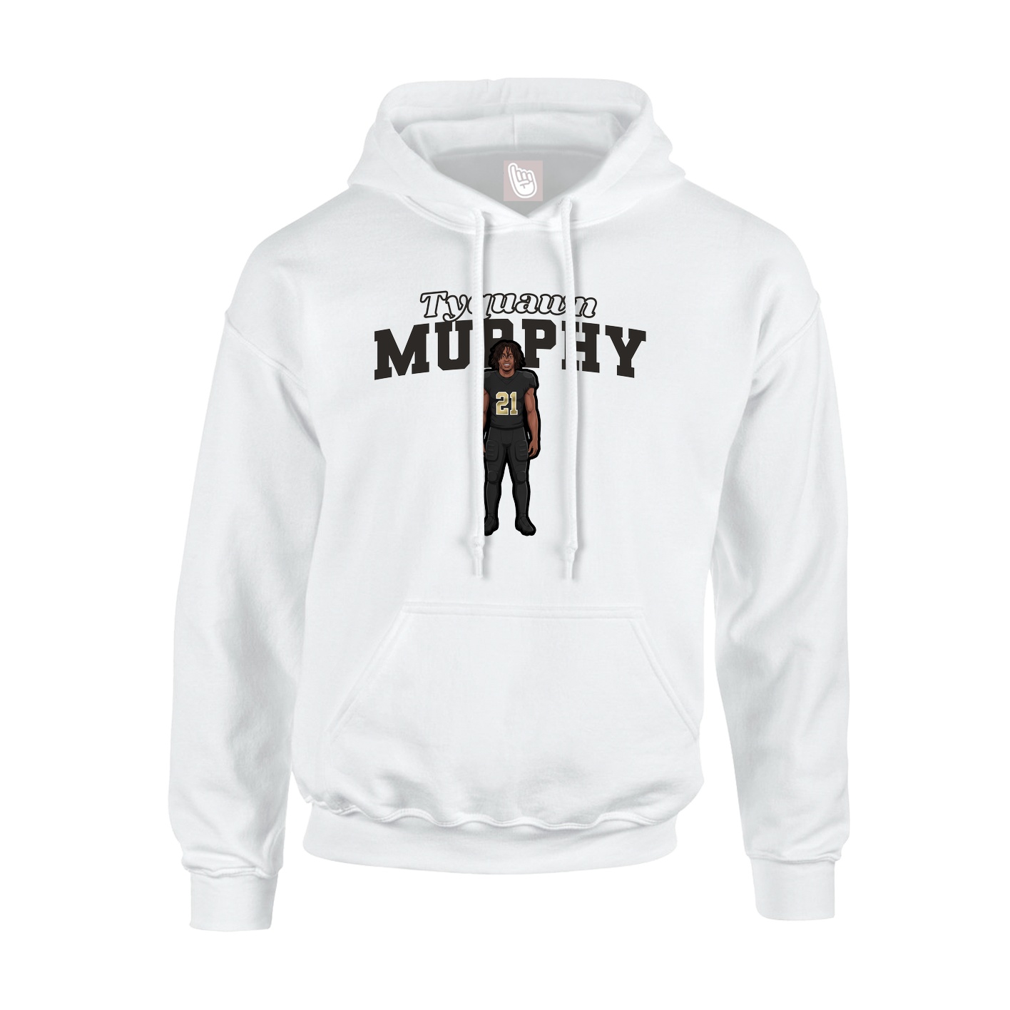 Youth Hoodie — Name Arch in White