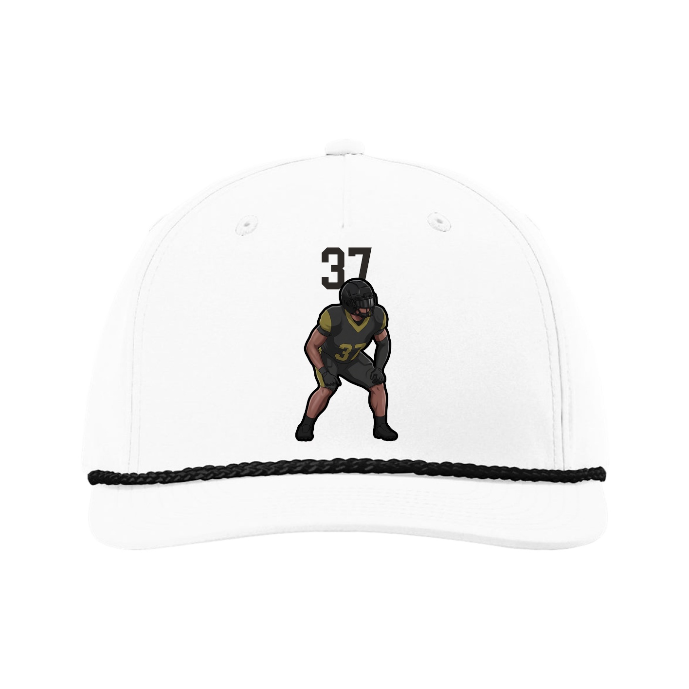 Five-Panel Classic Rope Cap — Number Top in White