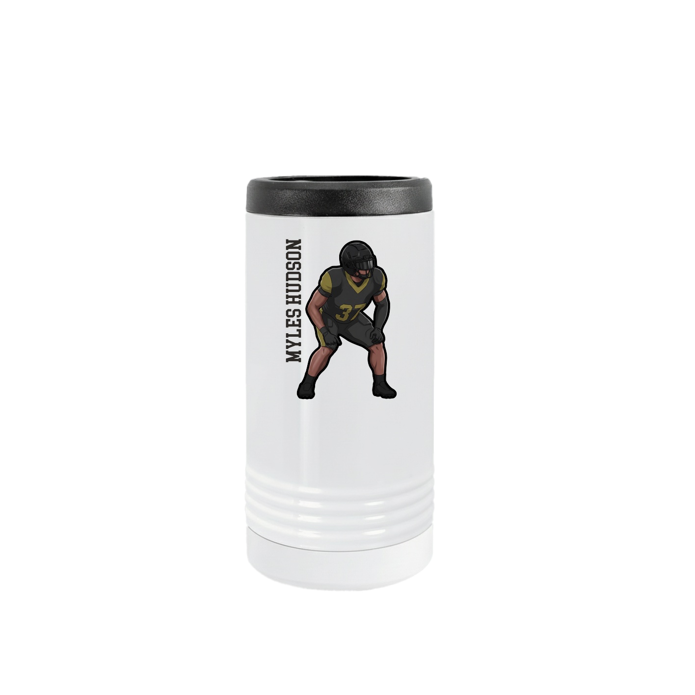 Slim Beverage Holder — Name Vertical in White