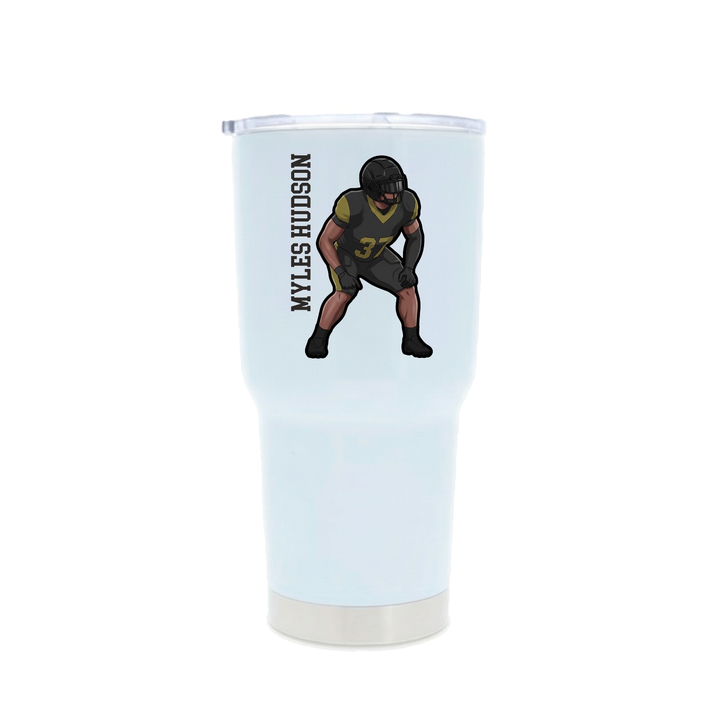 30oz Stainless Steel Tumbler — Name Vertical in White