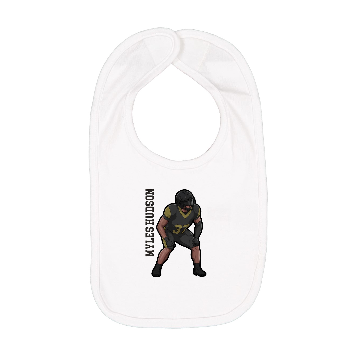 Infant Bib — Name Vertical in White