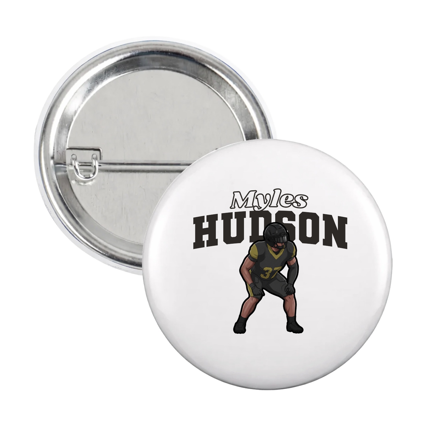 Game Day Button — Name Arch in White