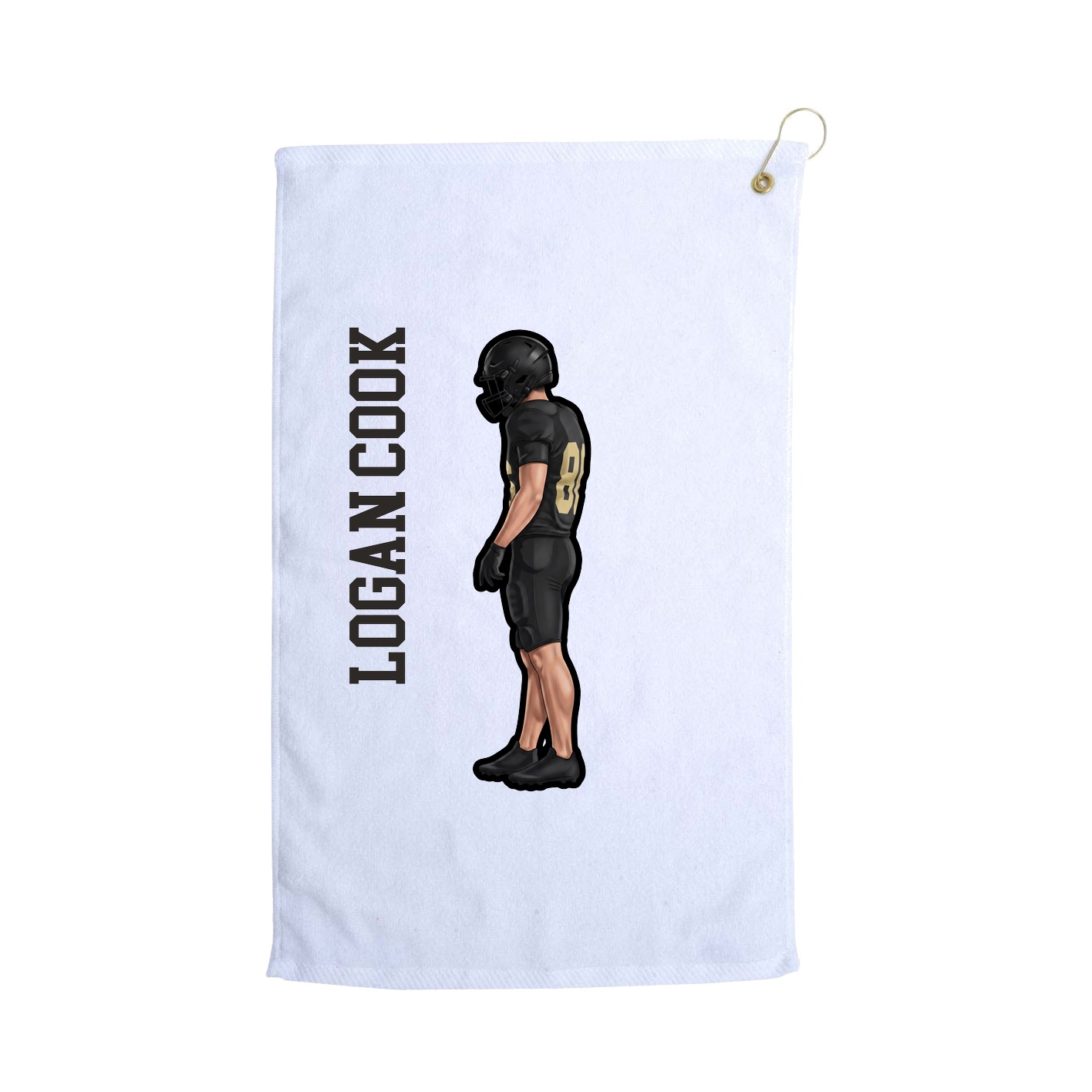 Golf Towel — Name Vertical in White