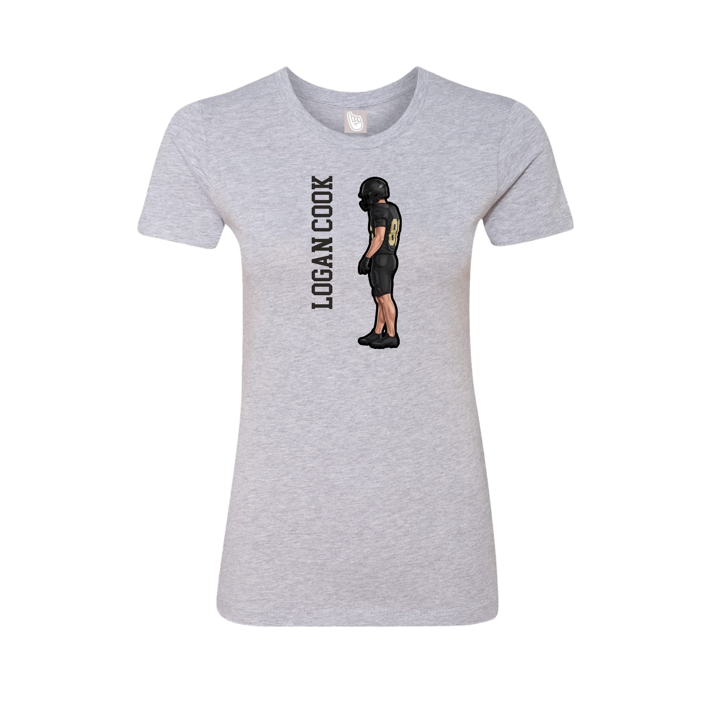 Fitted Women's Tee — Name Vertical in Grey