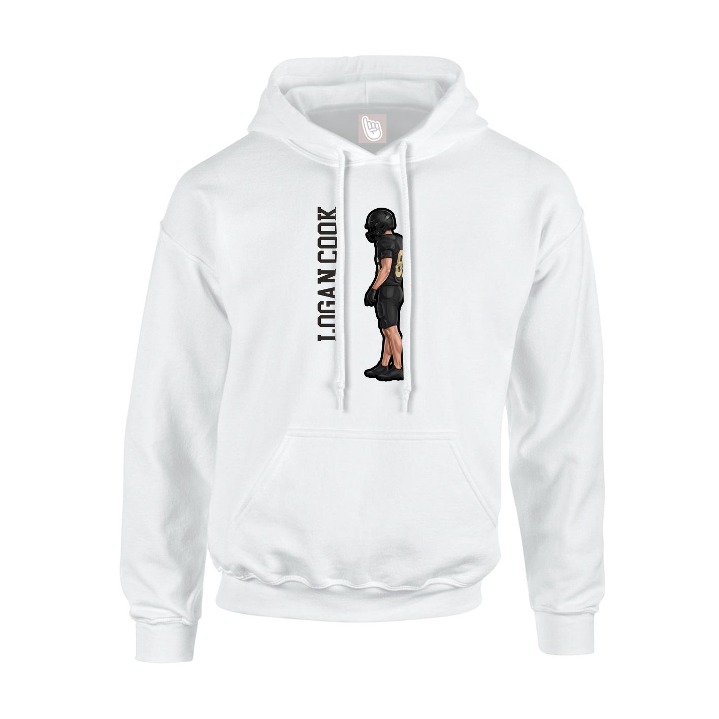Youth Hoodie — Name Vertical in White