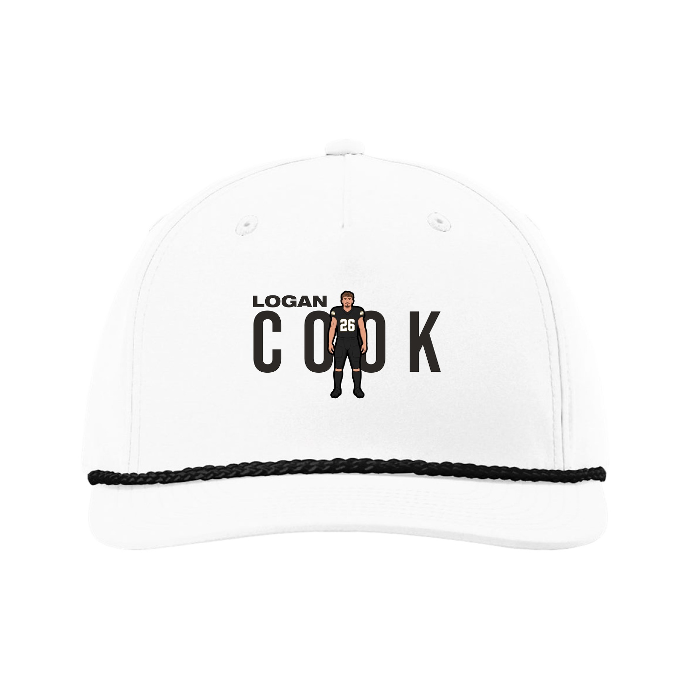 Five-Panel Classic Rope Cap — Player Name in White