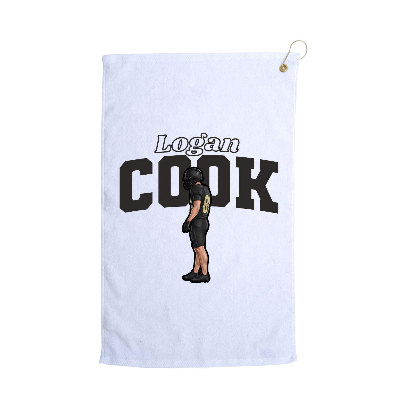 Golf Towel — Name Arch in White
