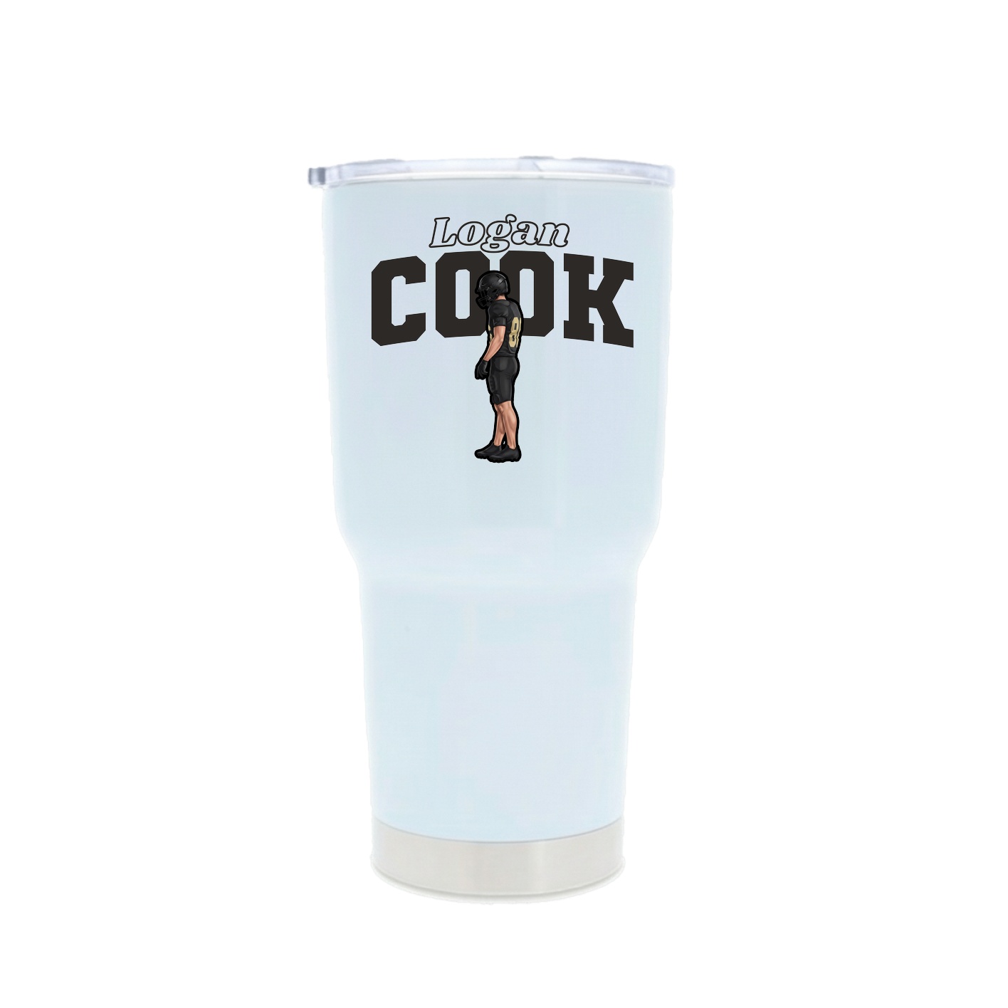 30oz Stainless Steel Tumbler — Name Arch in White