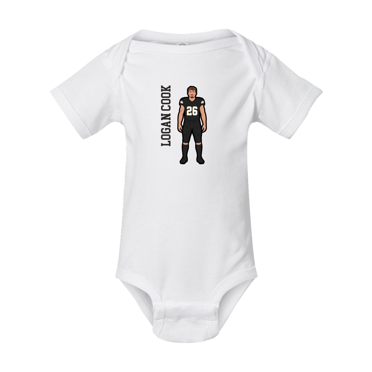 Baby Onesie — Name Vertical in White