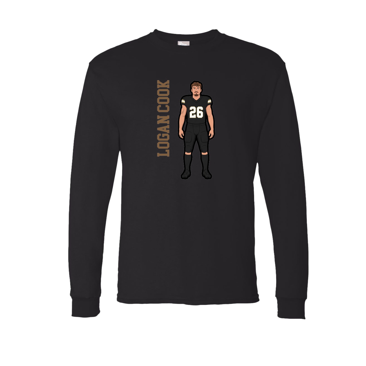 Long Sleeve Tee — Name Vertical in Black