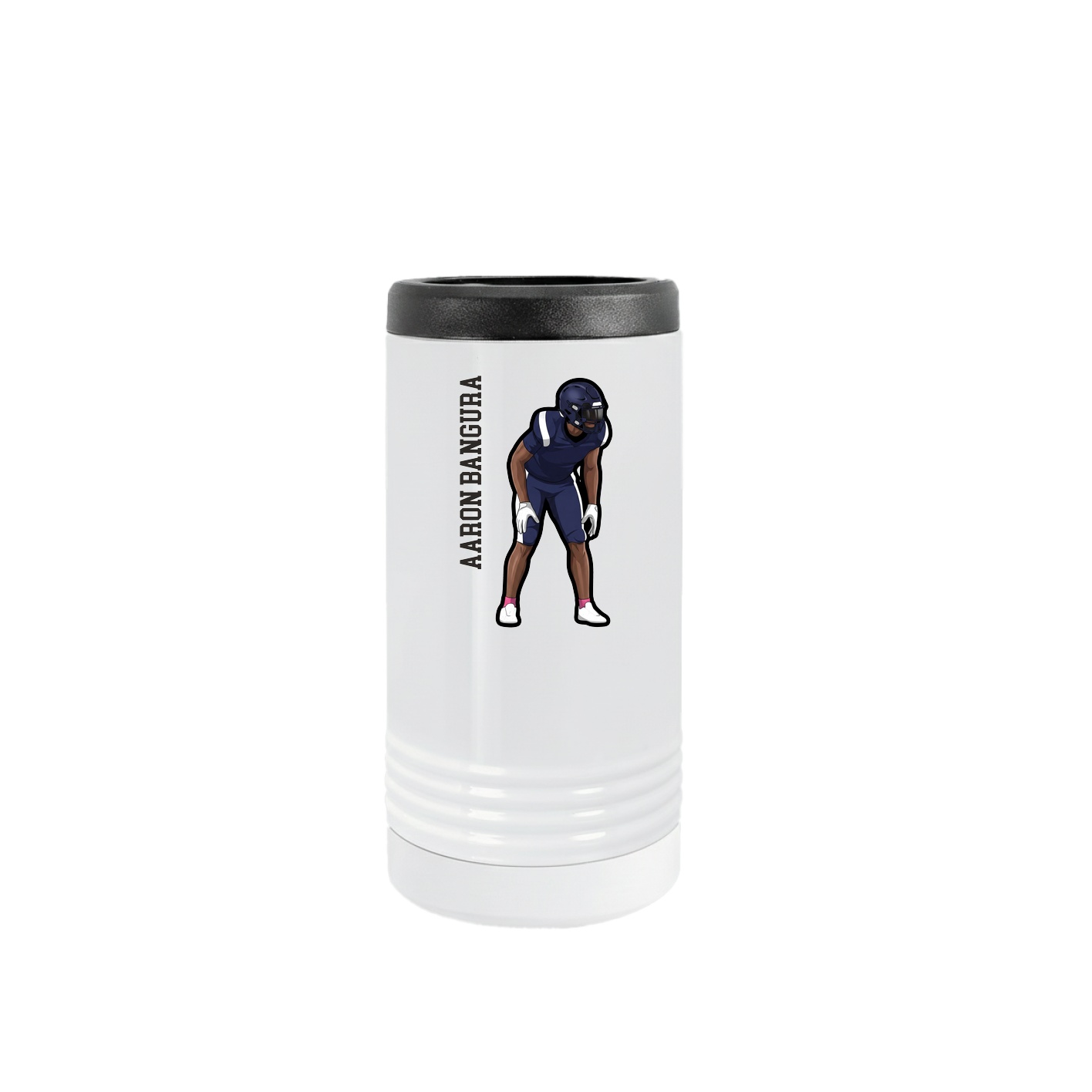 Slim Beverage Holder — Name Vertical in White