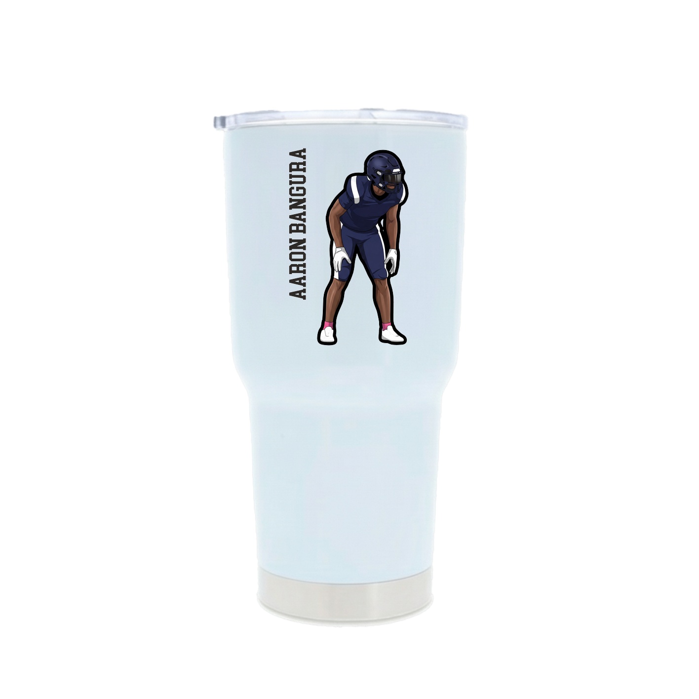 30oz Stainless Steel Tumbler — Name Vertical in White
