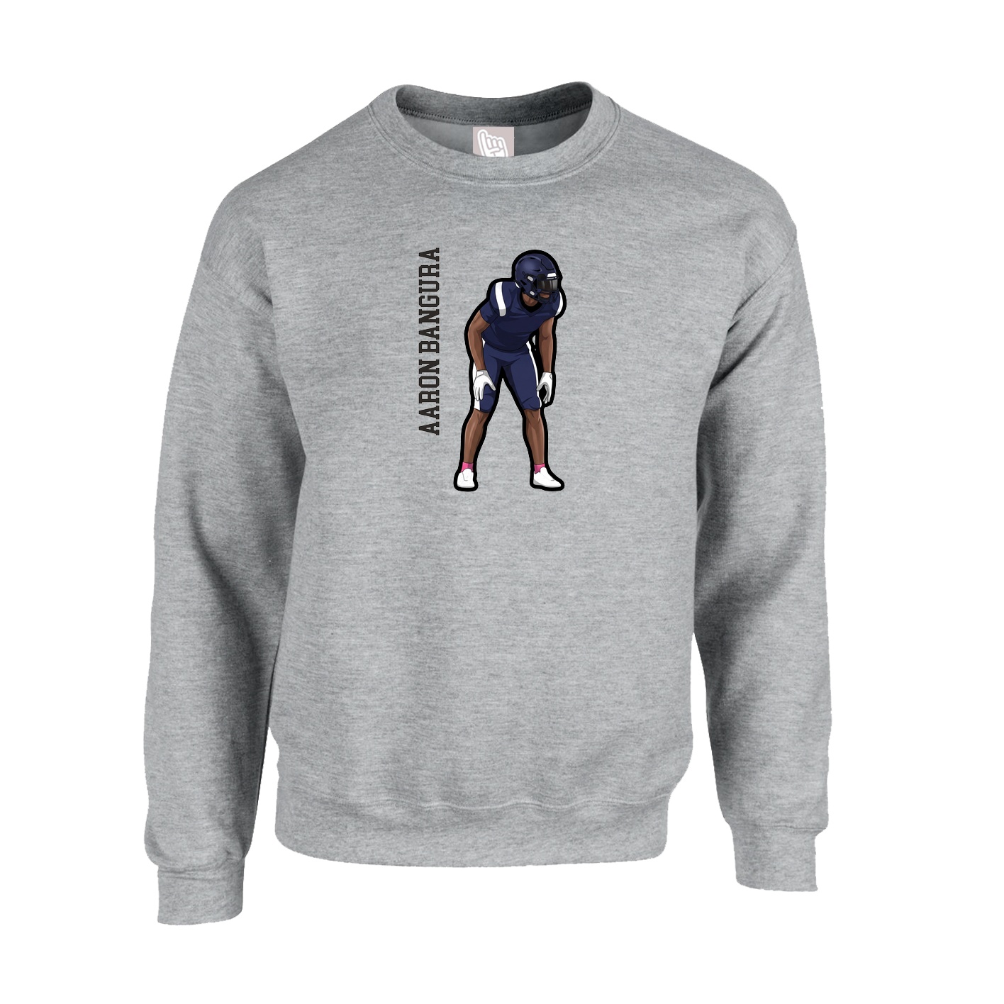 Fleece Crew — Name Vertical in Grey