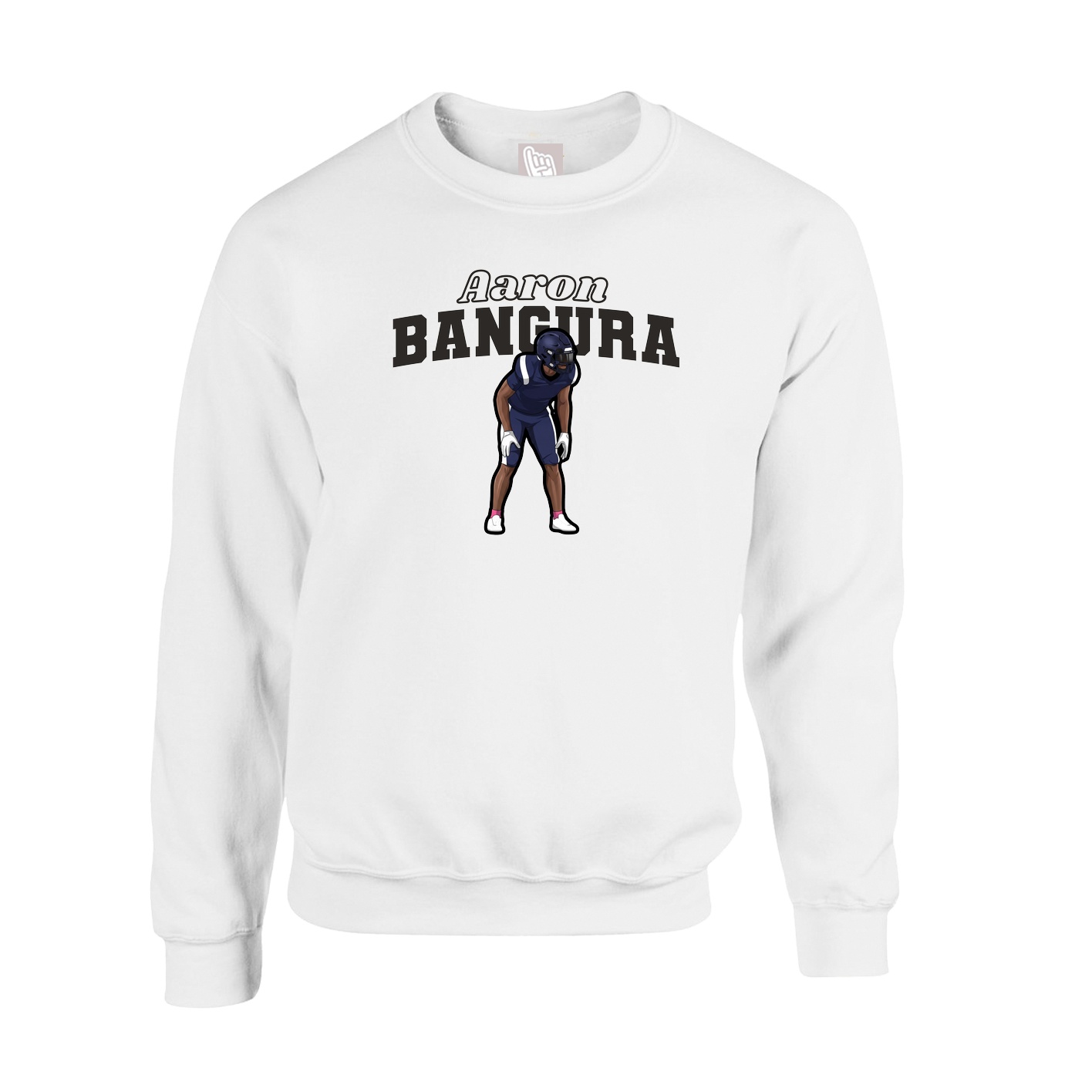 Fleece Crew — Name Arch in White