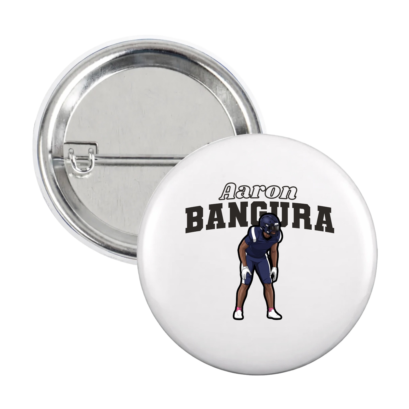 Game Day Button — Name Arch in White