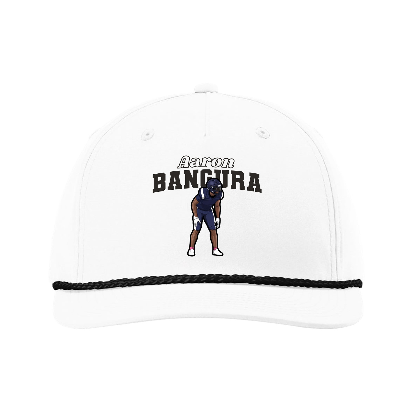 Five-Panel Classic Rope Cap — Name Arch in White