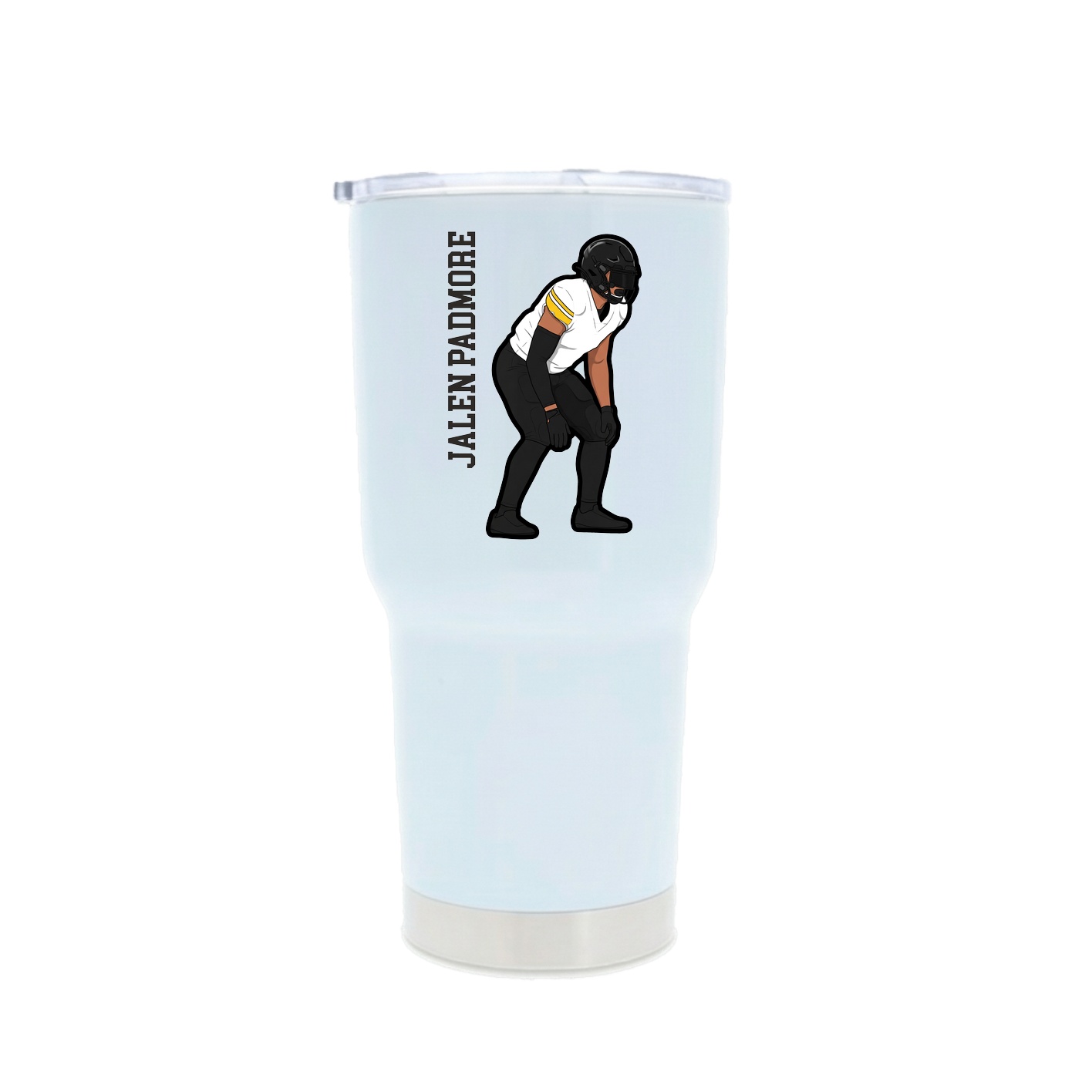 30oz Stainless Steel Tumbler — Name Vertical in White