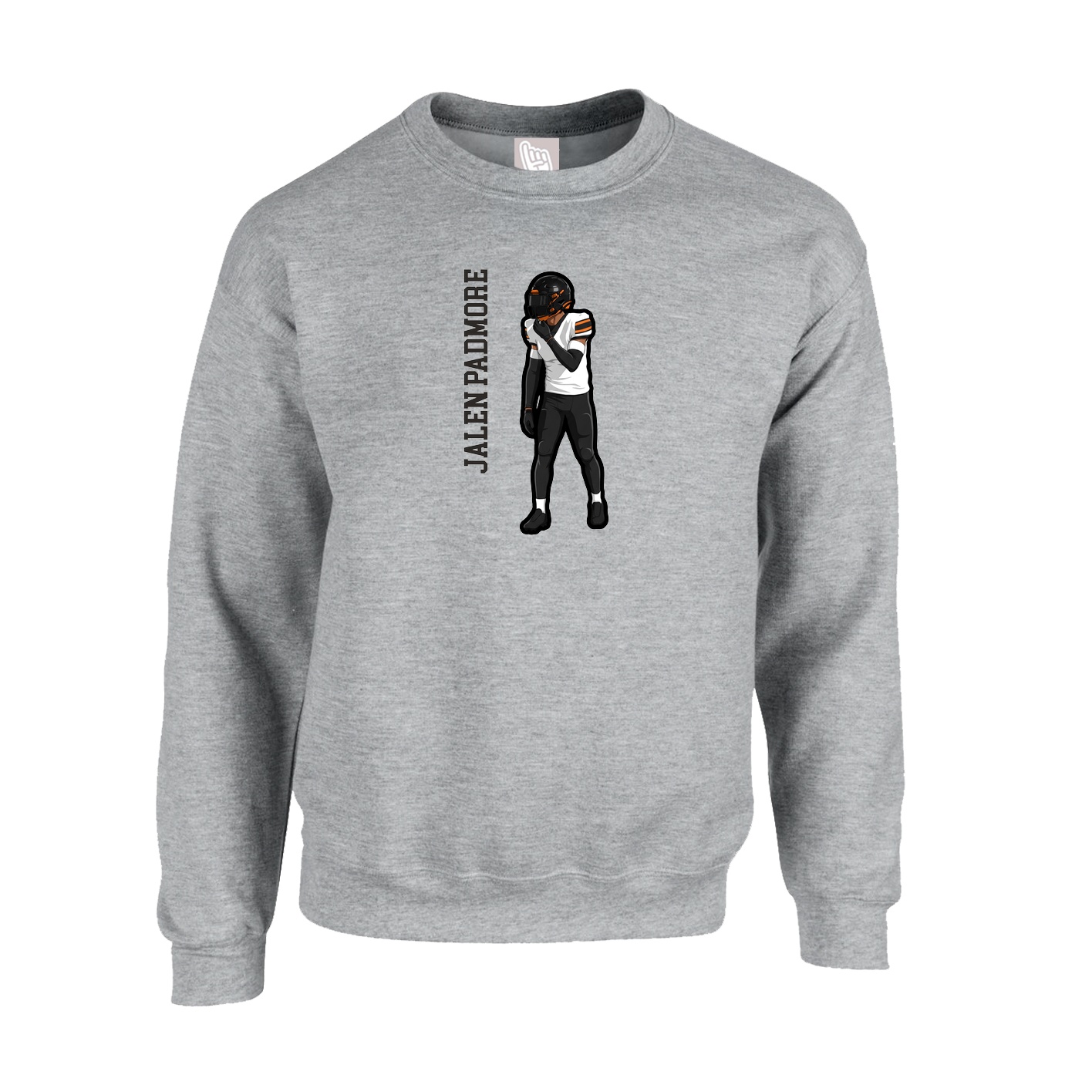 Fleece Crew — Name Vertical in Grey