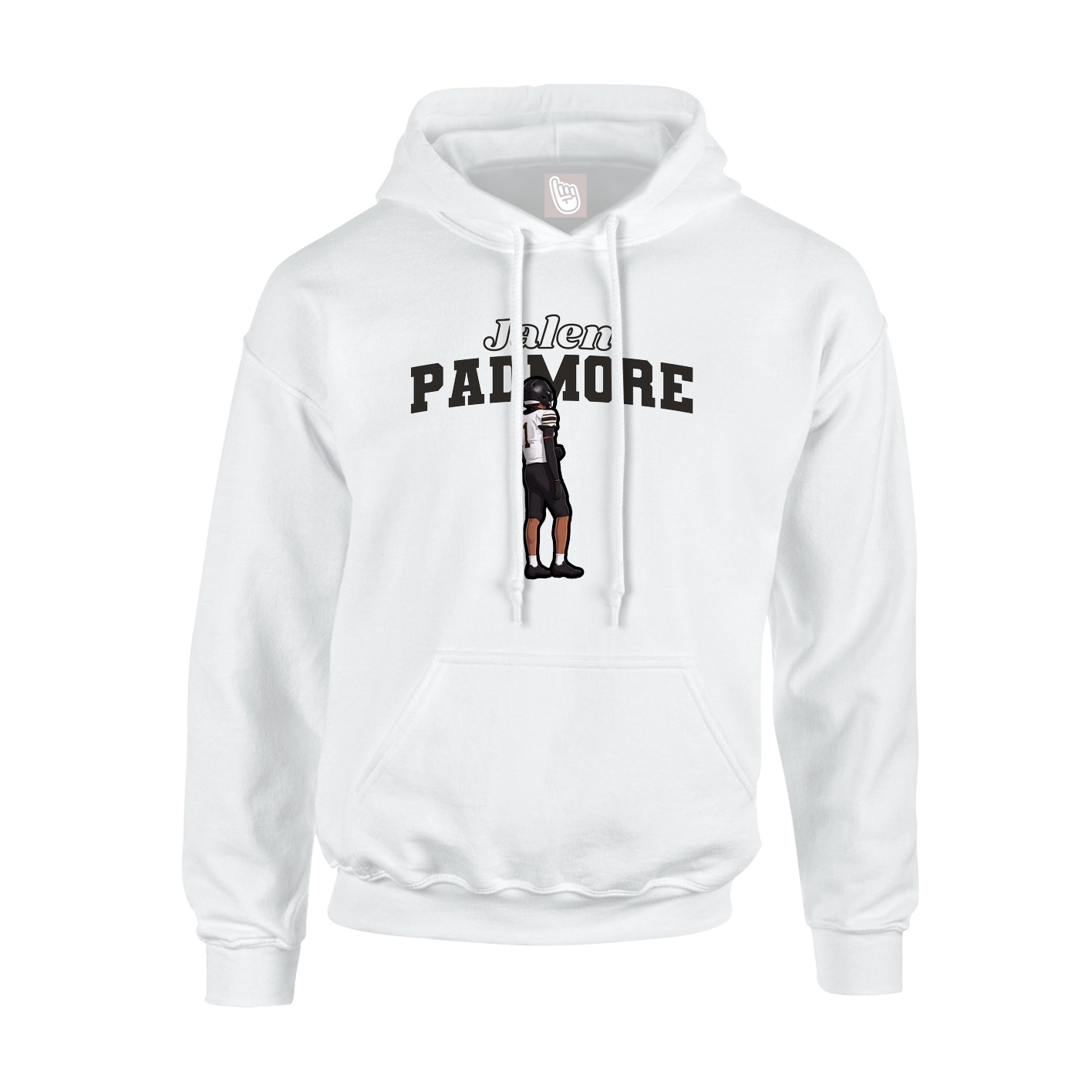 Youth Hoodie — Name Arch in White