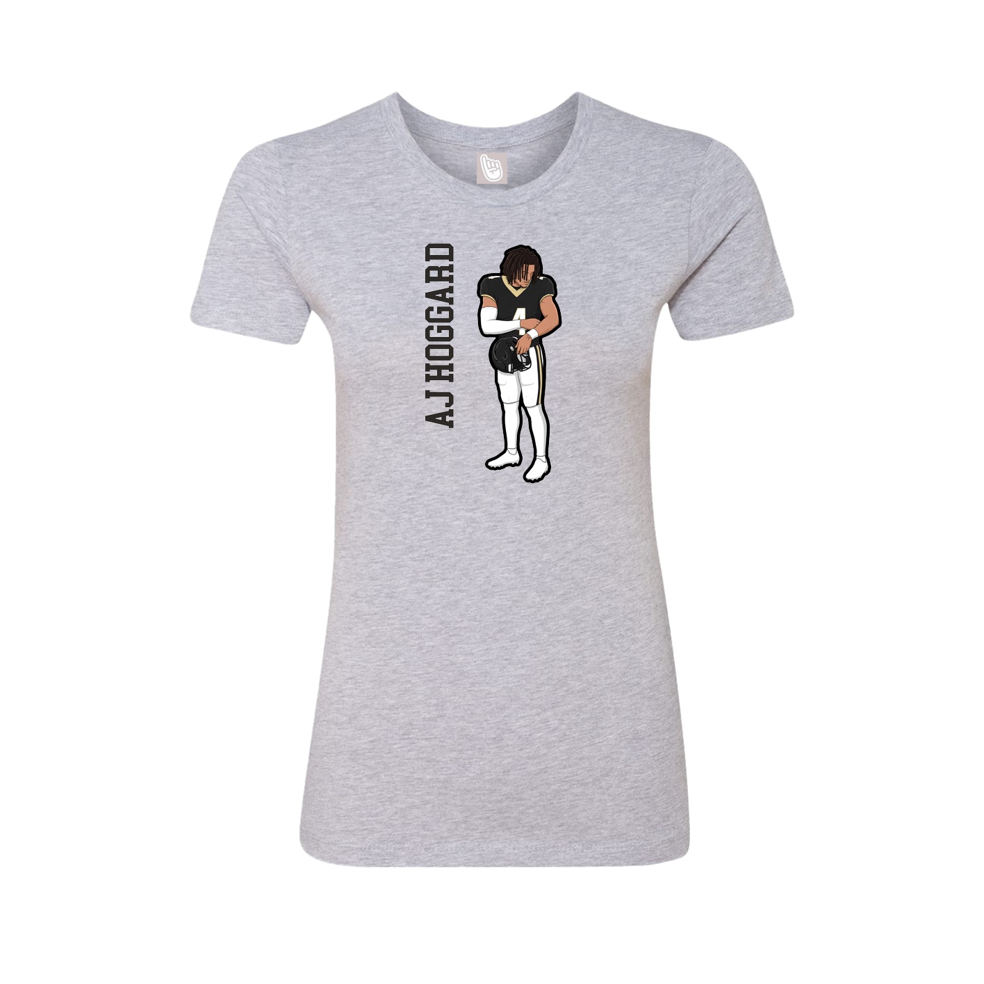 Fitted Women's Tee — Name Vertical in Grey