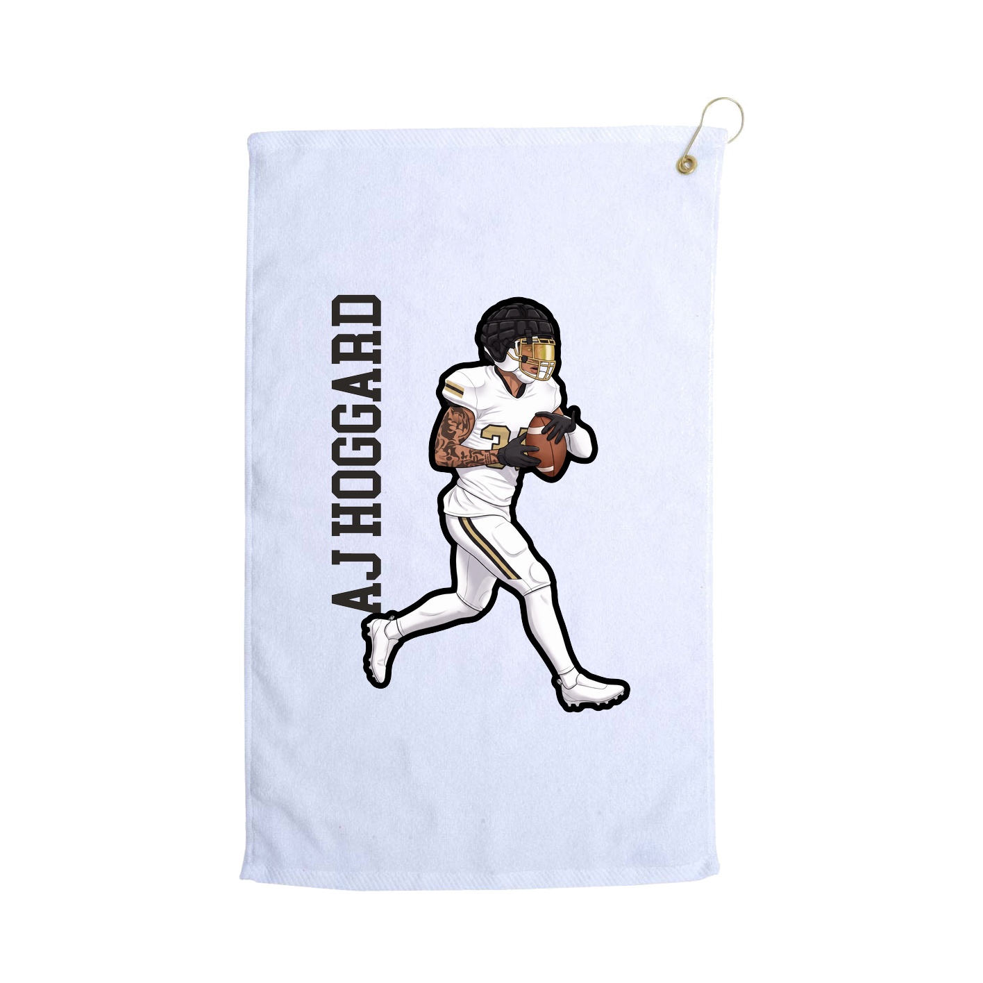 Golf Towel — Name Vertical in White