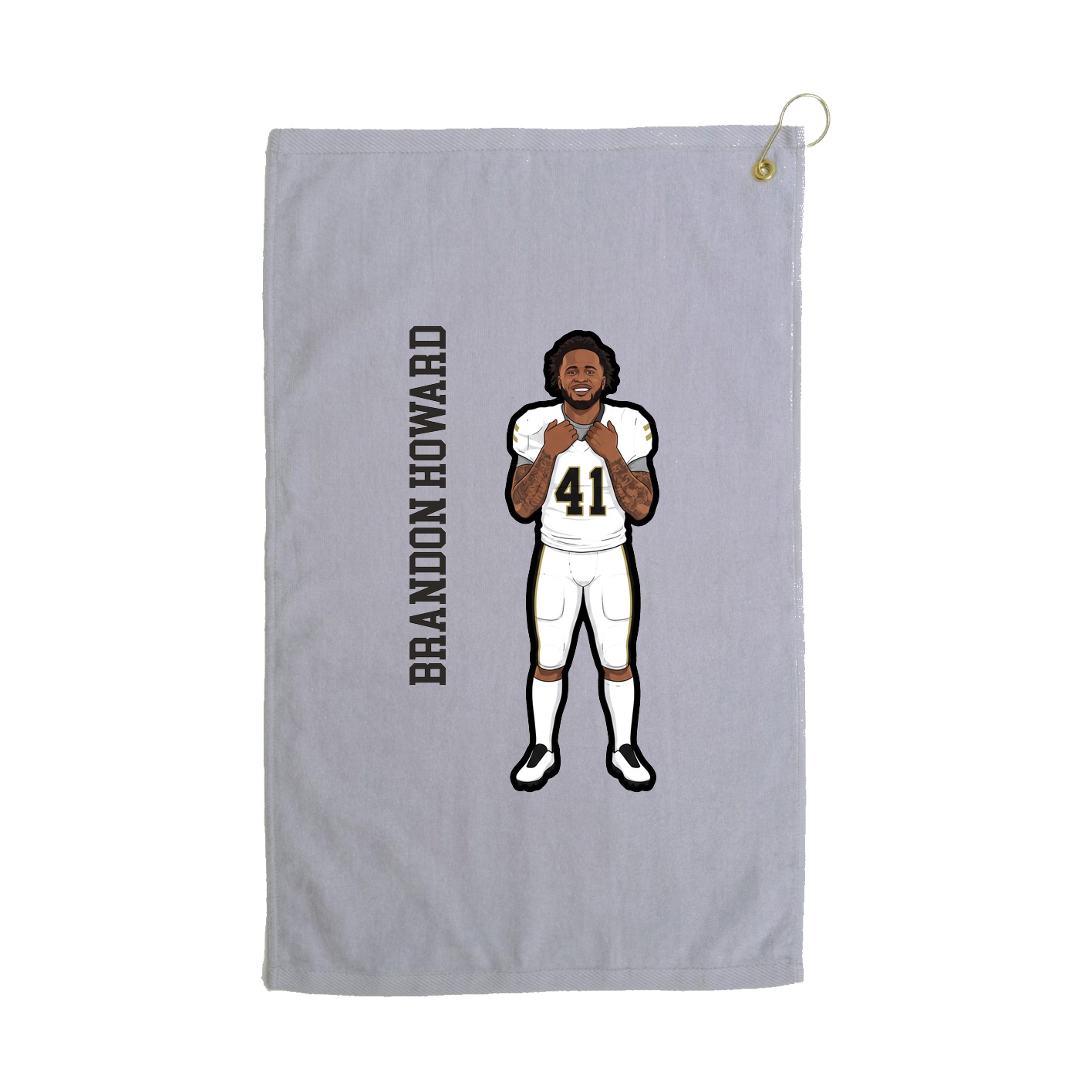 Golf Towel — Name Vertical in Grey