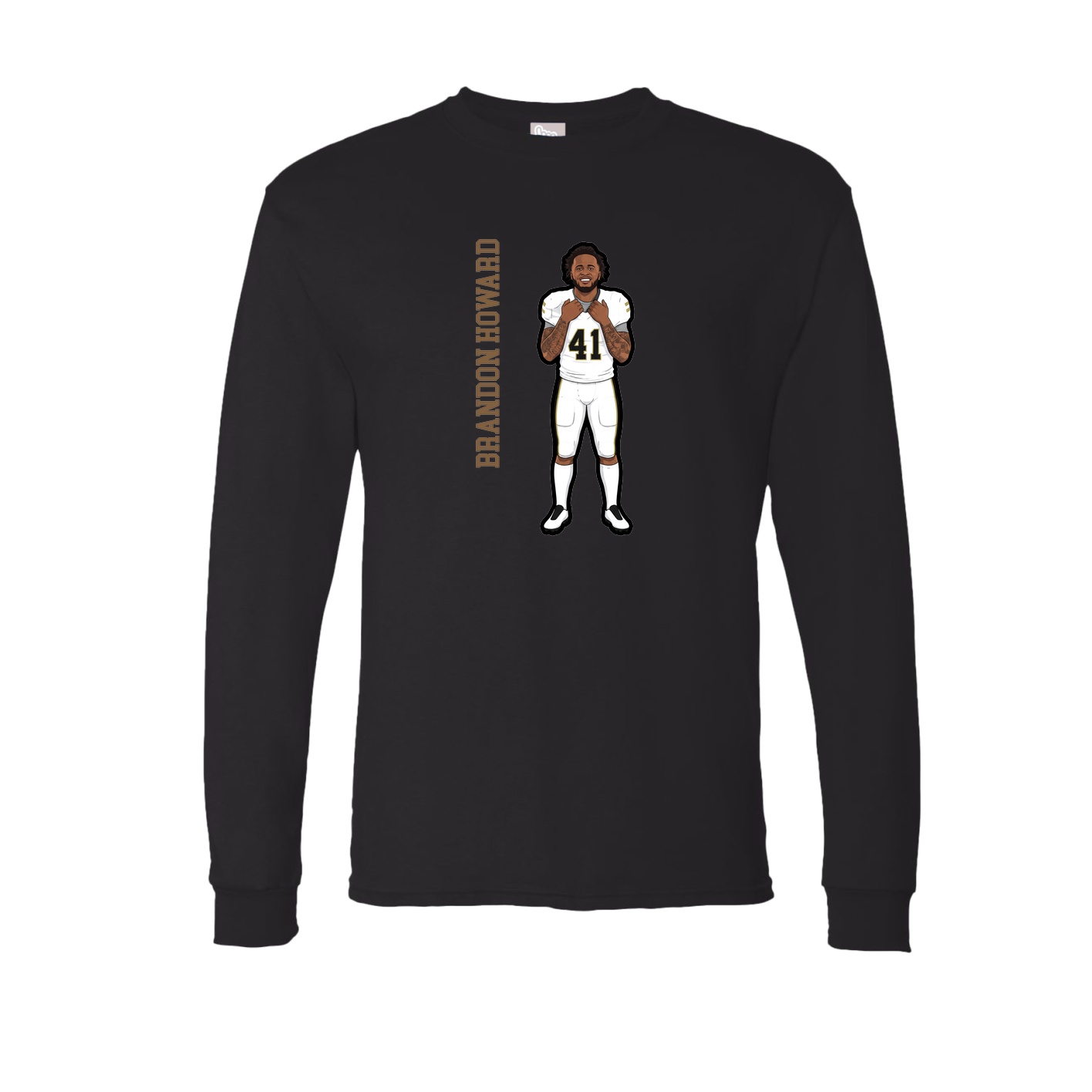 Long Sleeve Tee — Name Vertical in Black