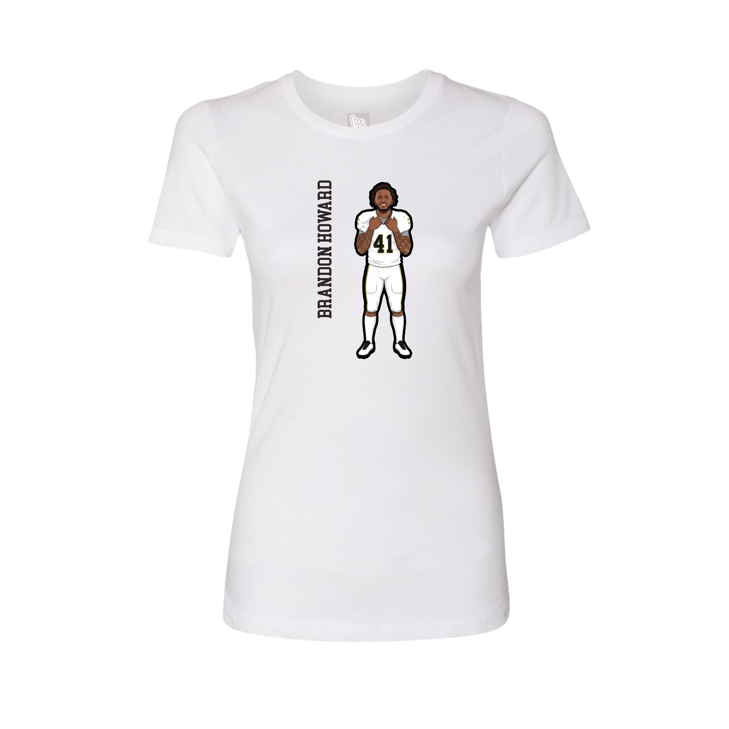 Womens Tee — Name Vertical in White