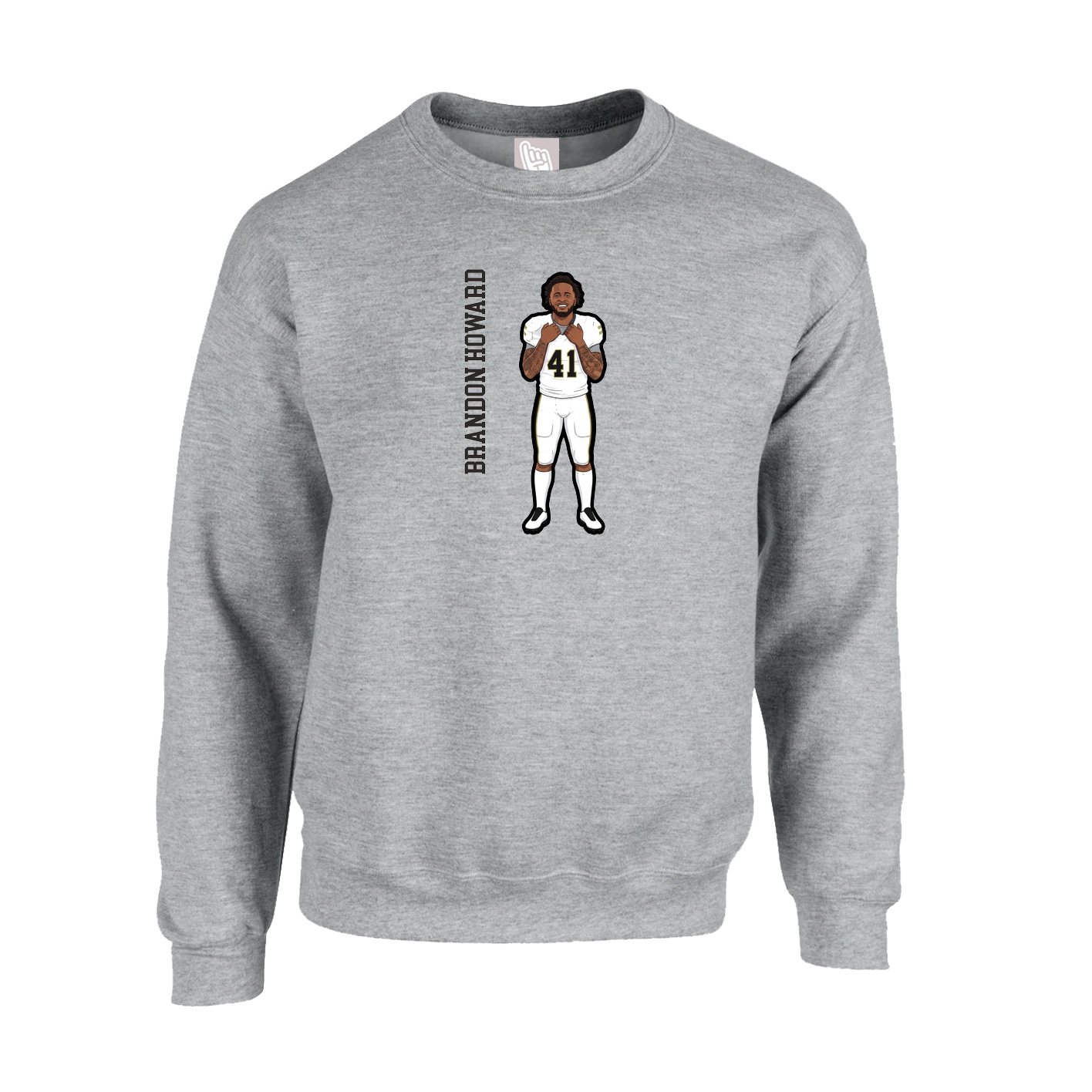 Fleece Crew — Name Vertical in Grey