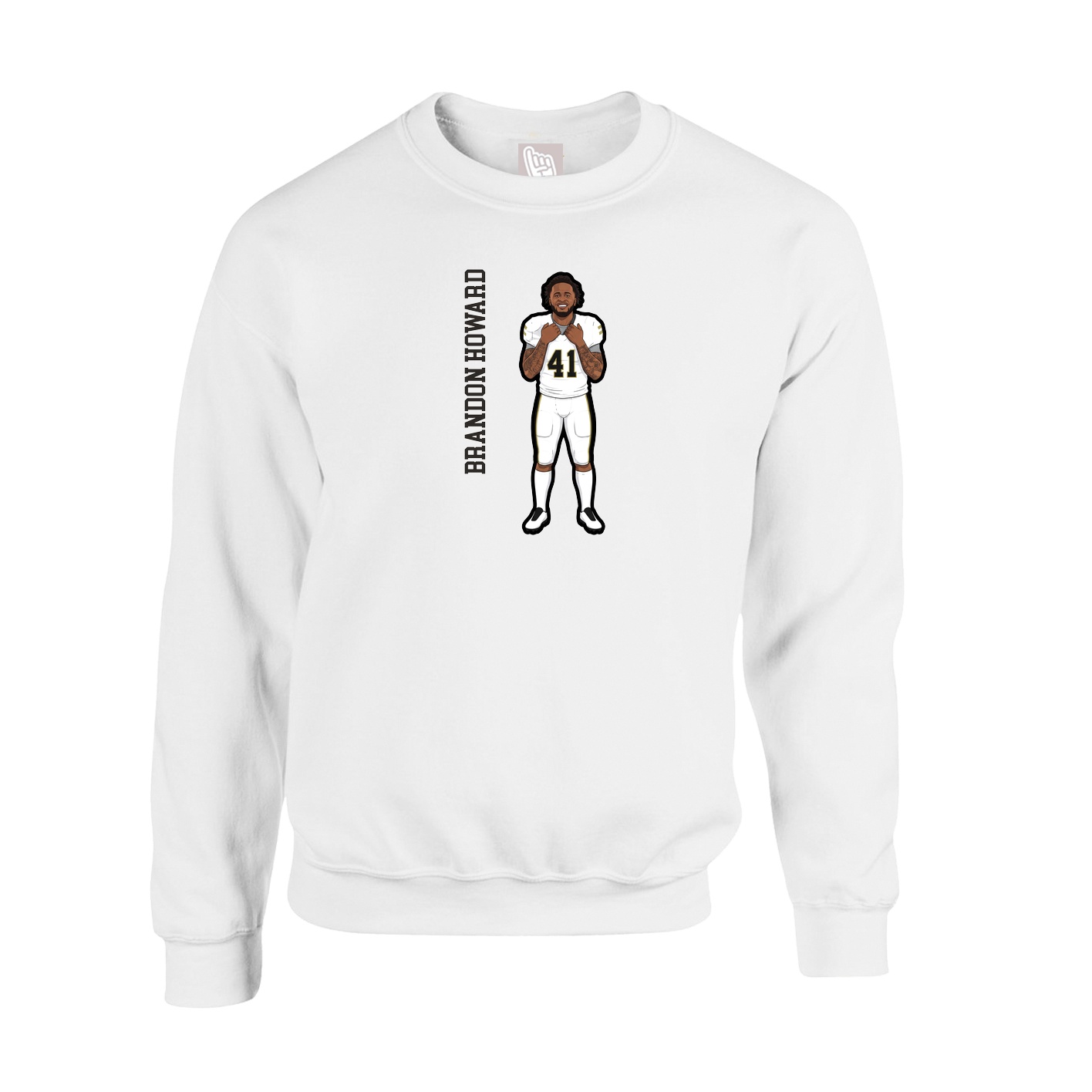 Fleece Crew — Name Vertical in White