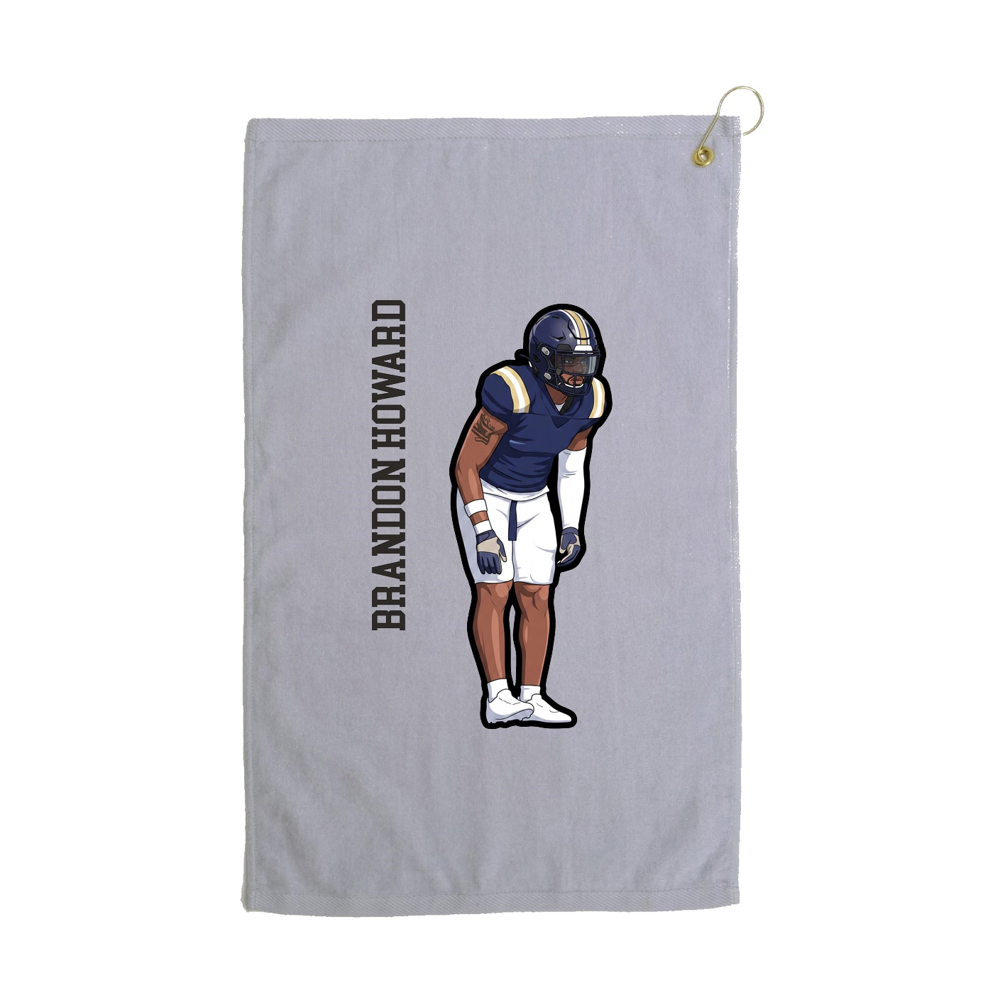 Golf Towel — Name Vertical in Grey