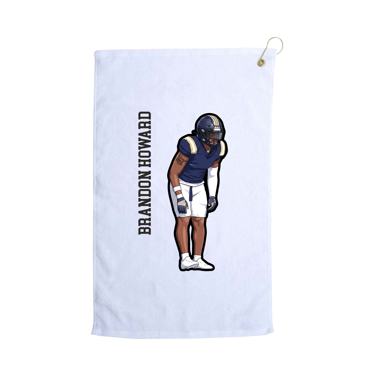 Golf Towel — Name Vertical in White