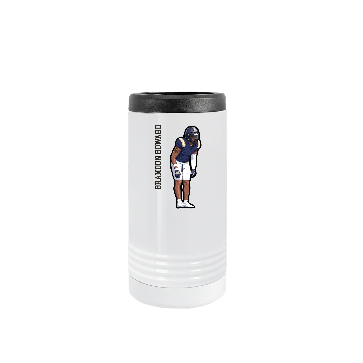 Slim Beverage Holder — Name Vertical in White