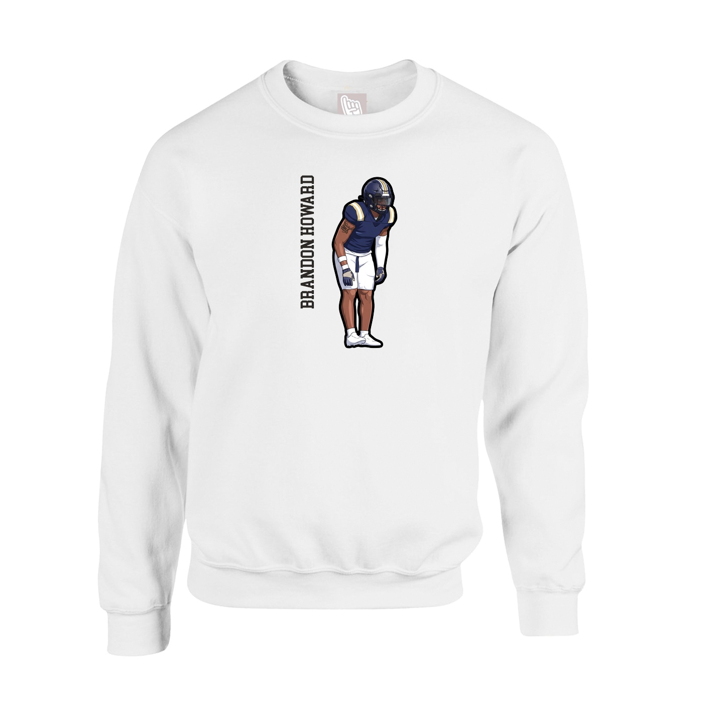 Fleece Crew — Name Vertical in White