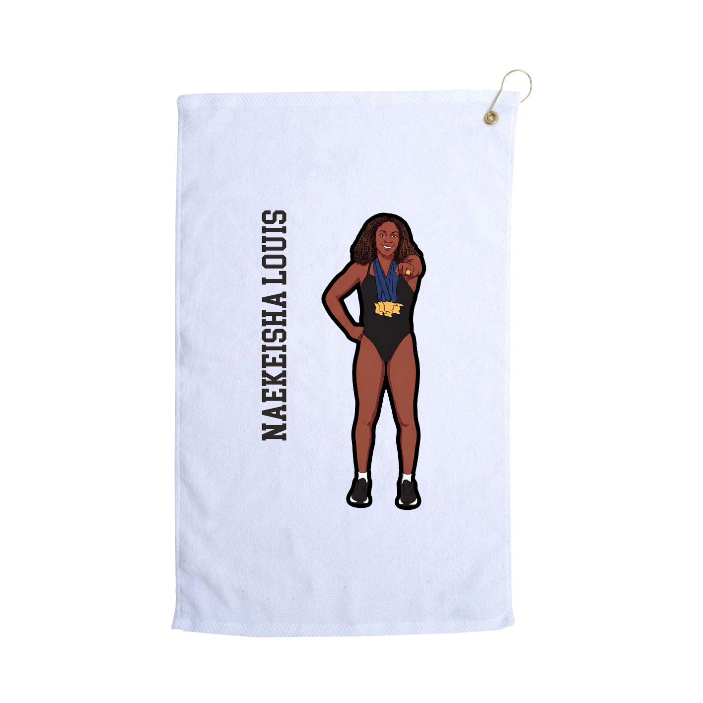 Golf Towel — Name Vertical in White