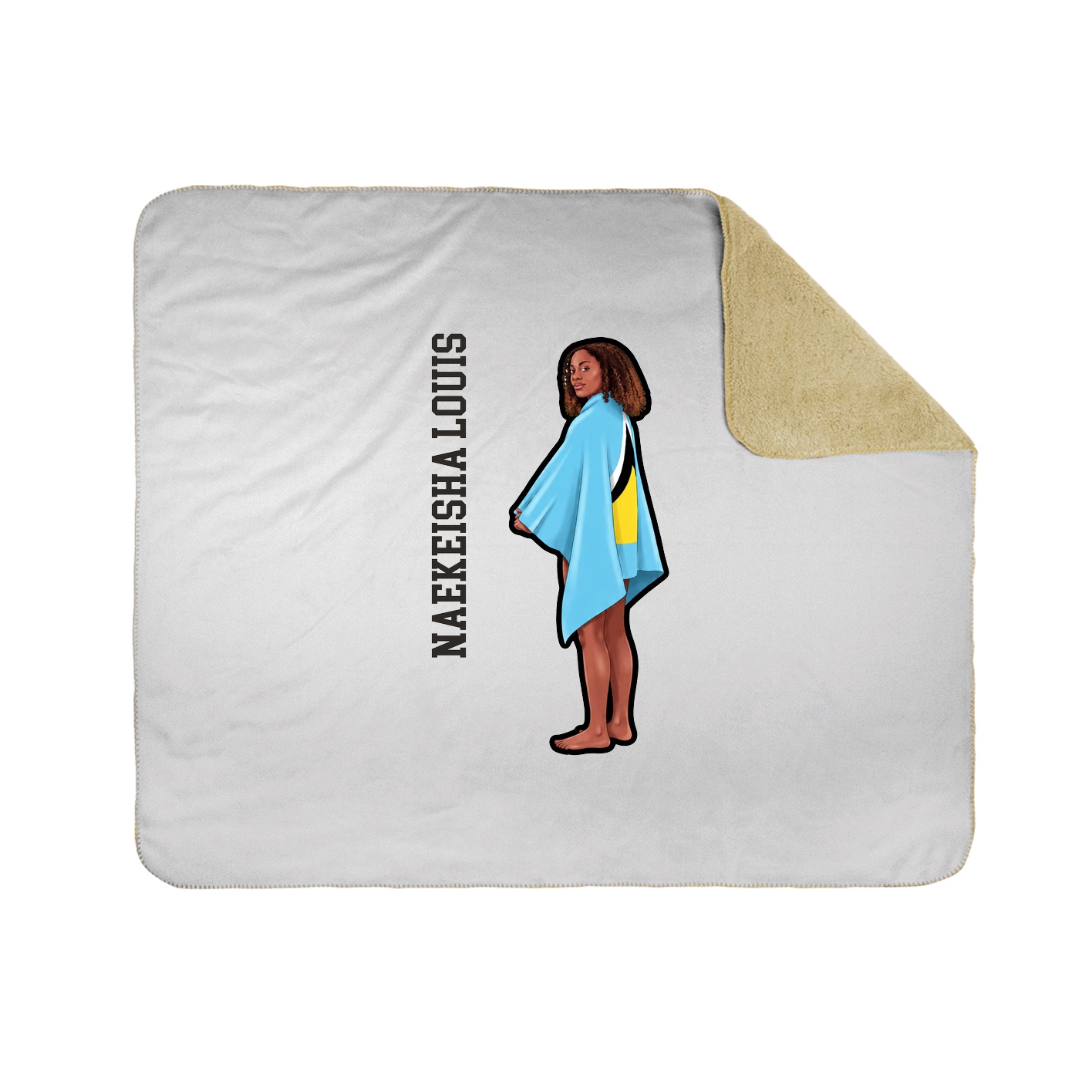 Throw Blanket — Name Vertical in White