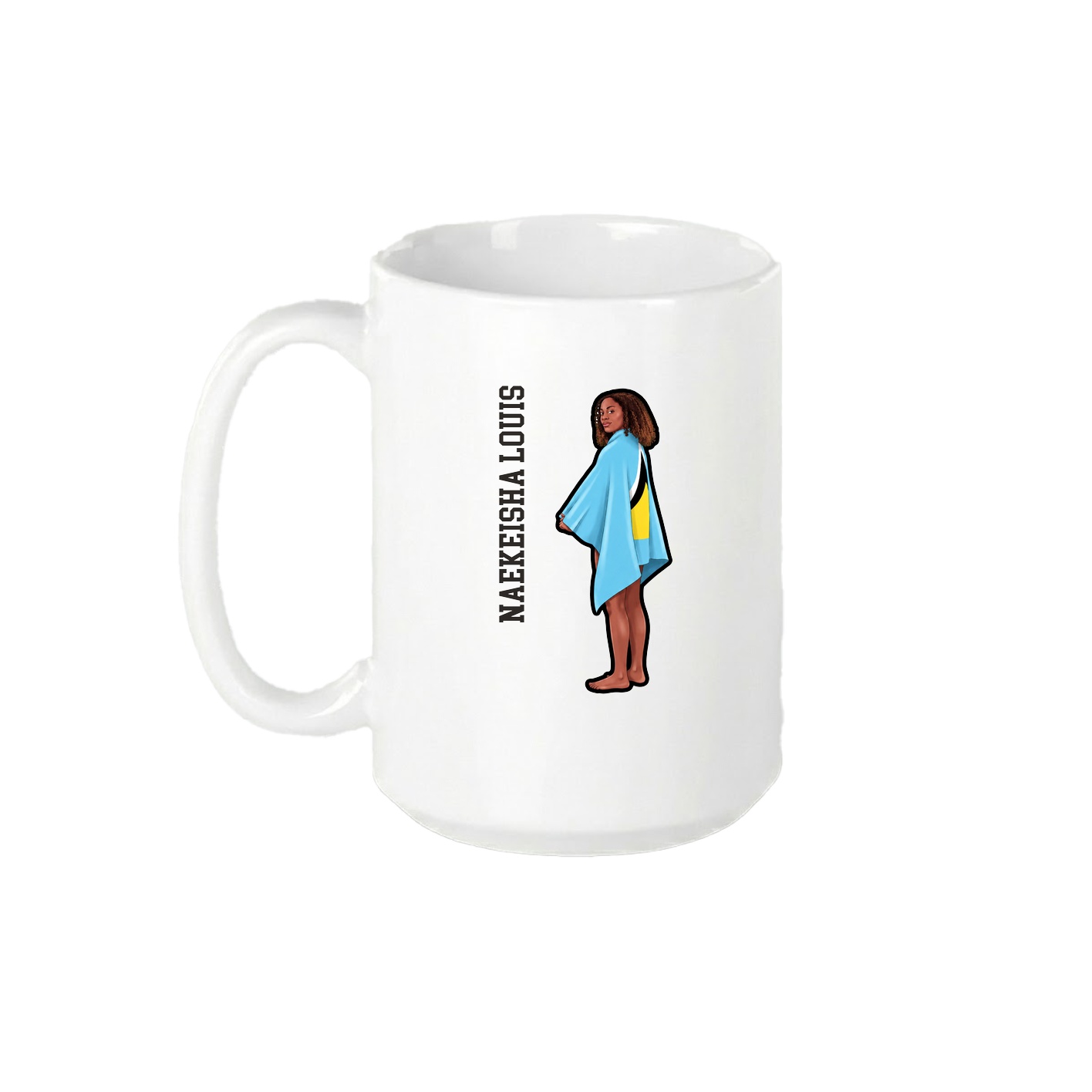 15oz Coffee Mug — Name Vertical in White