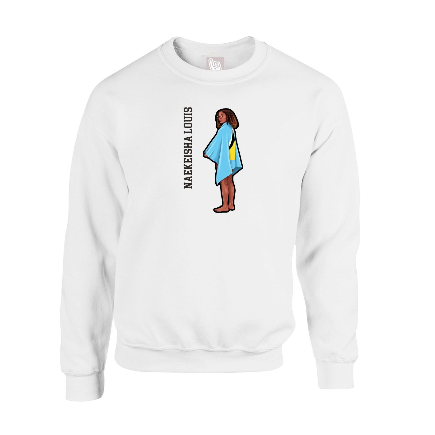 Fleece Crew — Name Vertical in White