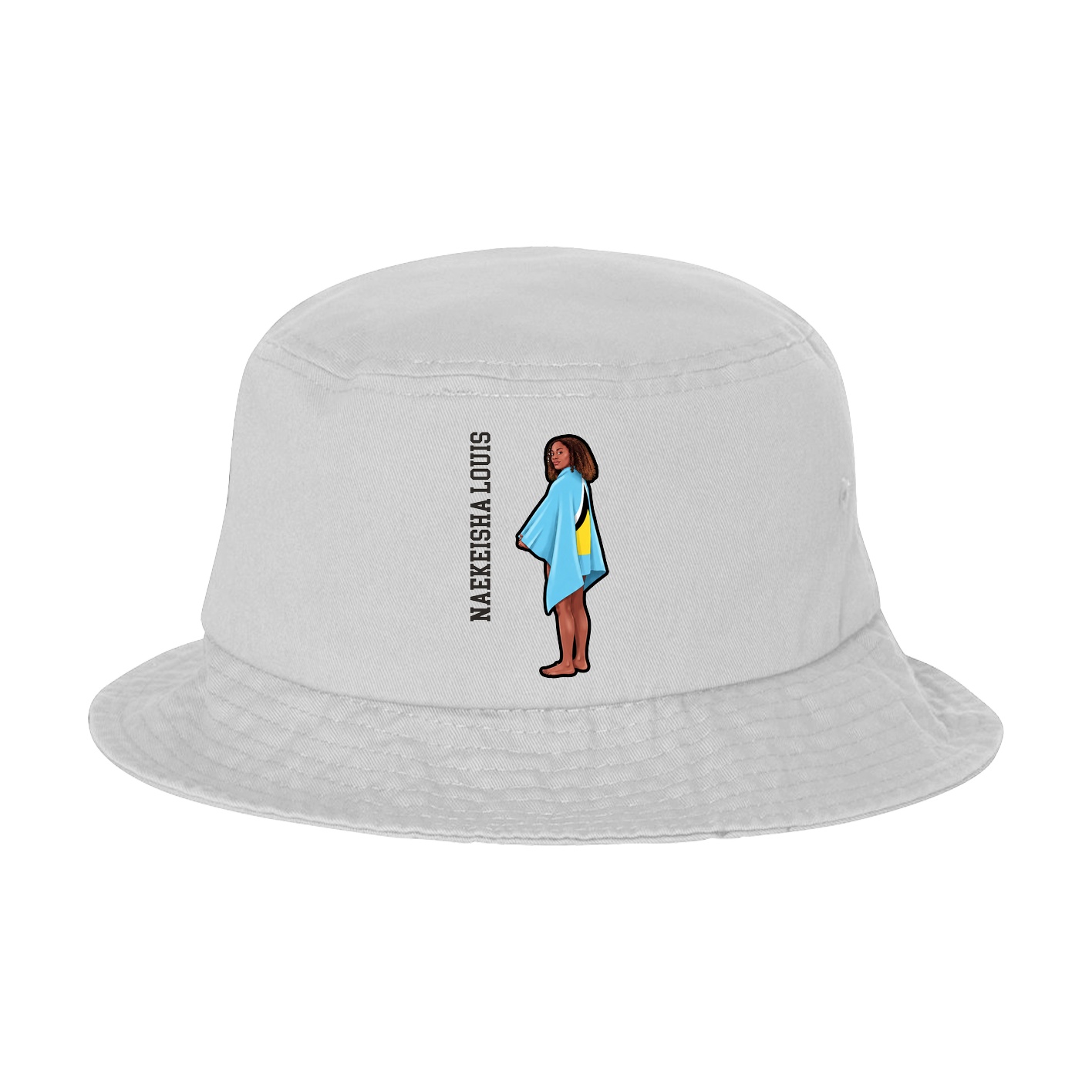 Bucket Cap — Name Vertical in White