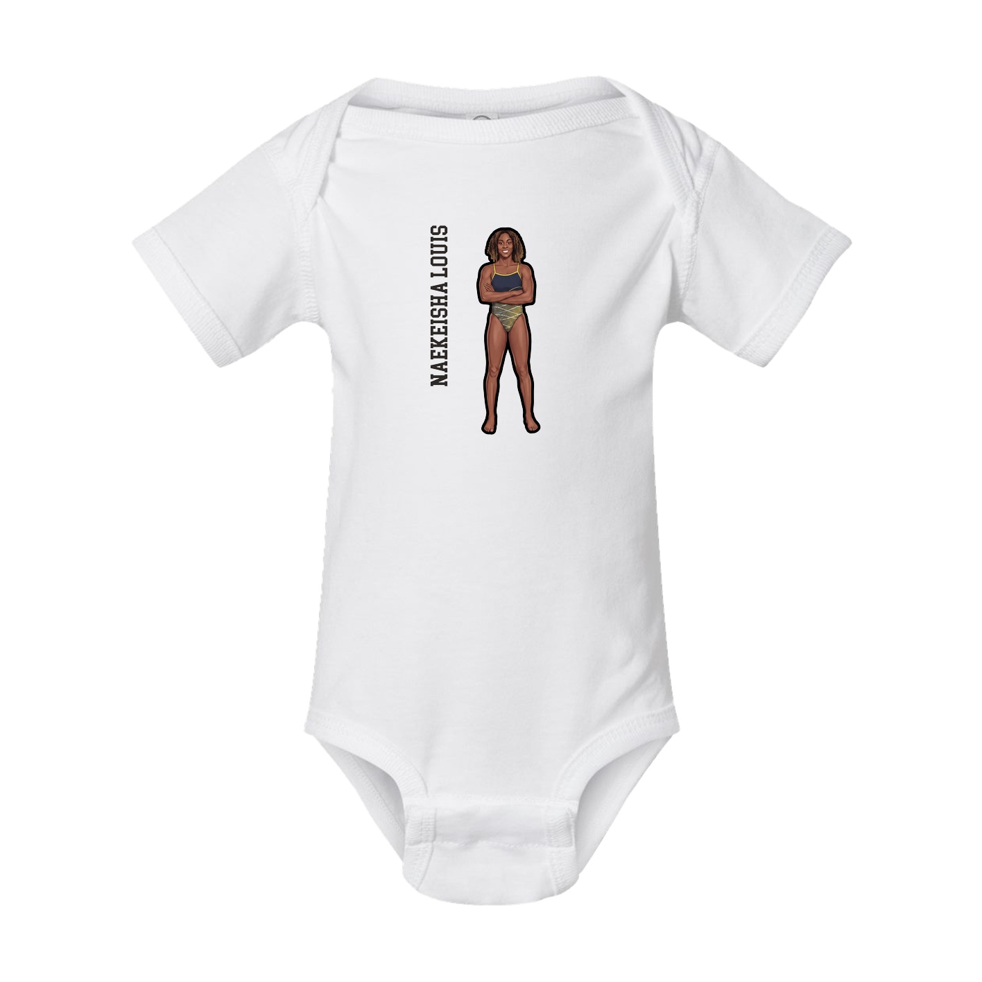 Baby Onesie — Name Vertical in White