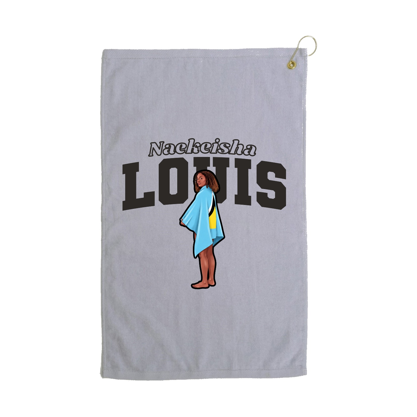 Golf Towel — Name Arch in Grey