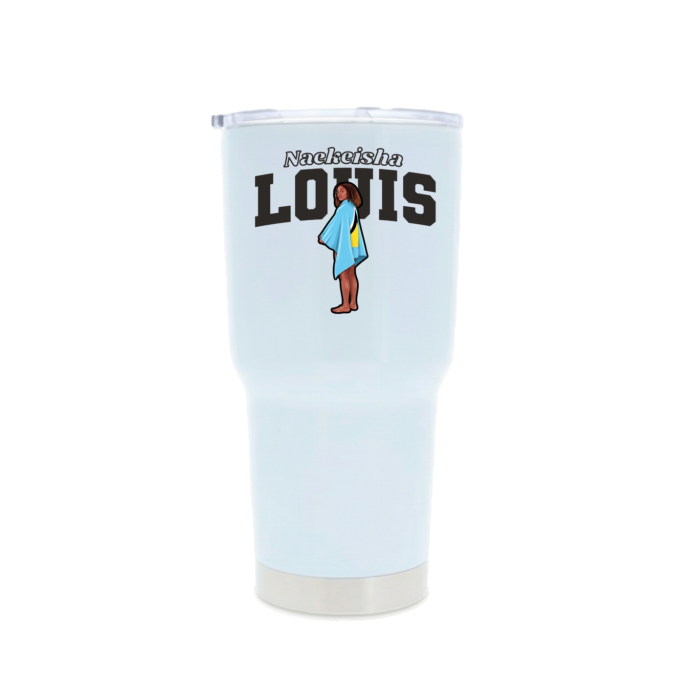 30oz Stainless Steel Tumbler — Name Arch in White