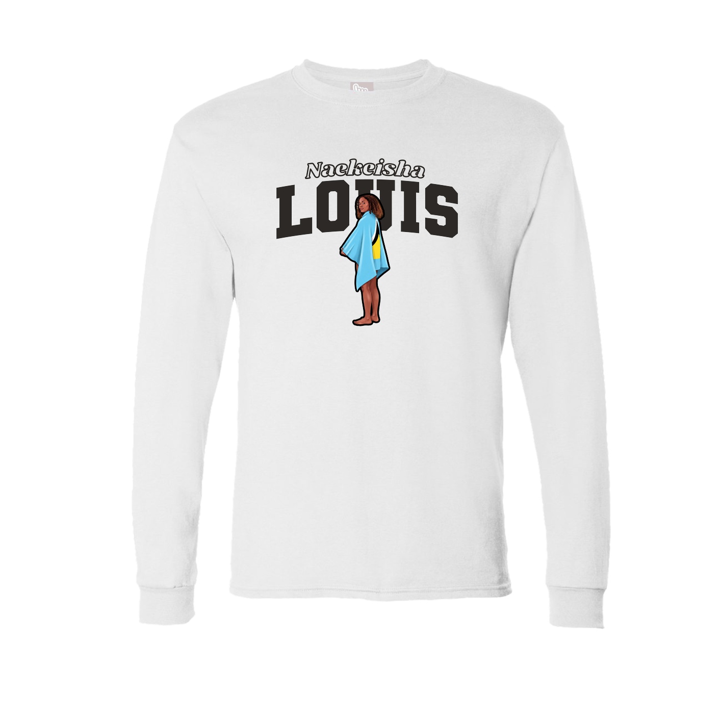 Long Sleeve Tee — Name Arch in White