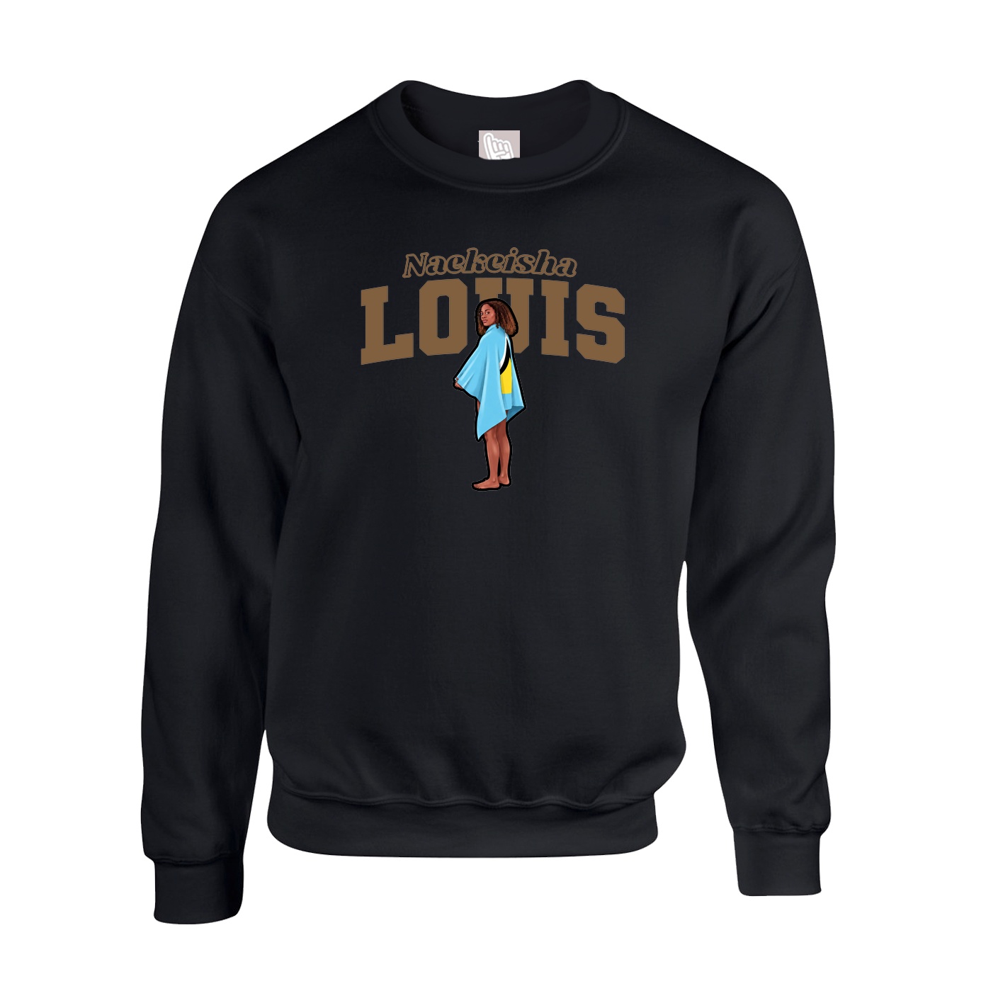 Fleece Crew — Name Arch in Black