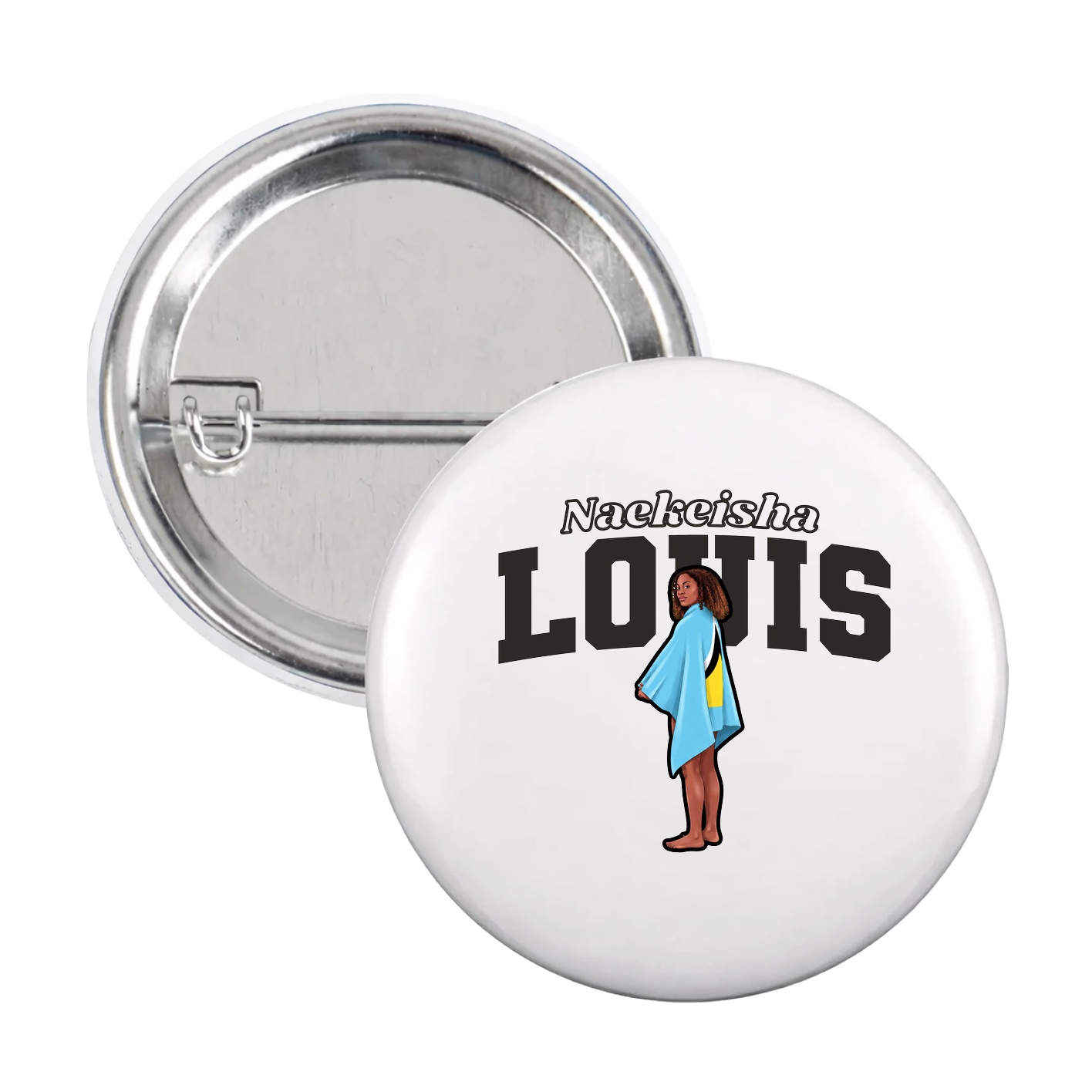 Game Day Button — Name Arch in White
