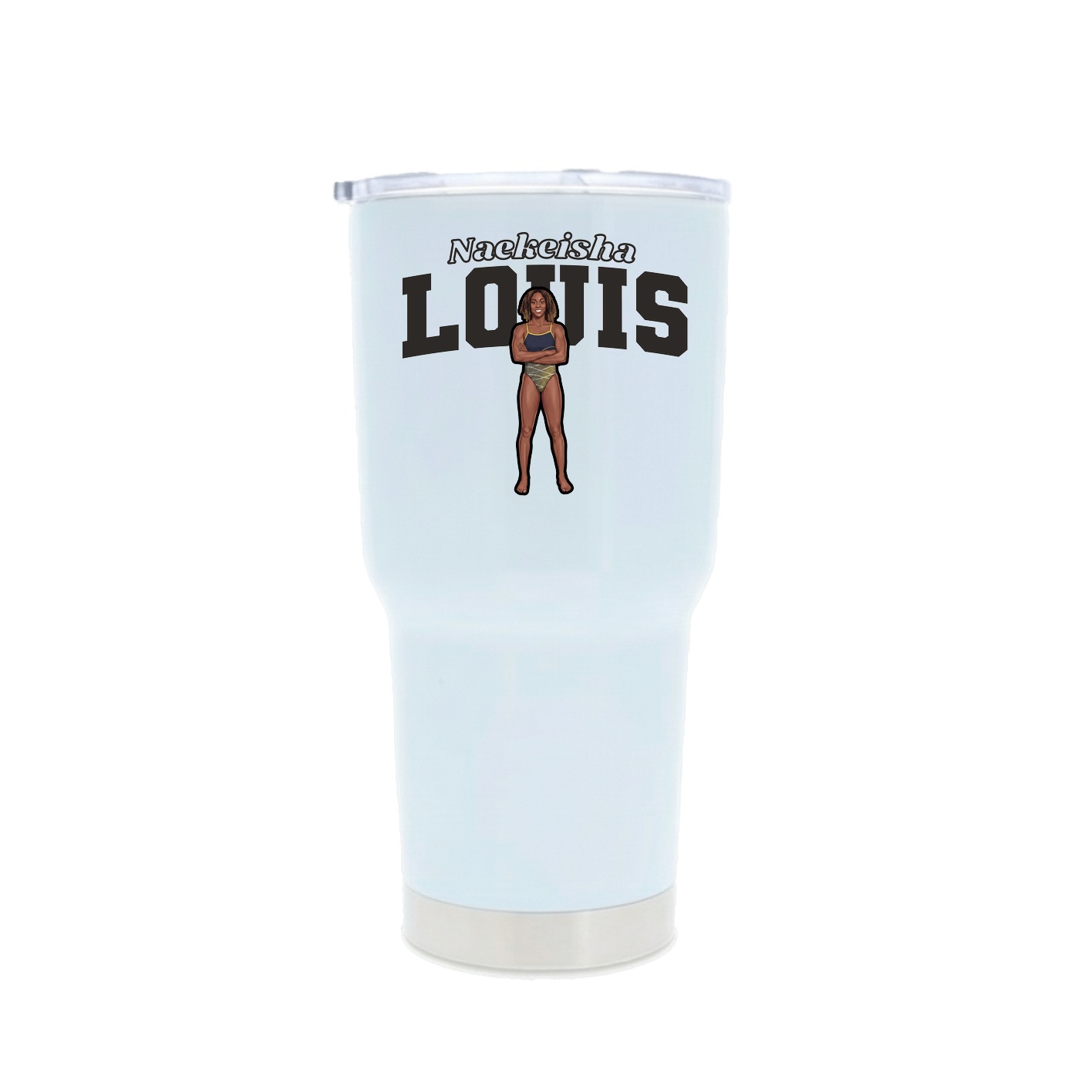 30oz Stainless Steel Tumbler — Name Arch in White