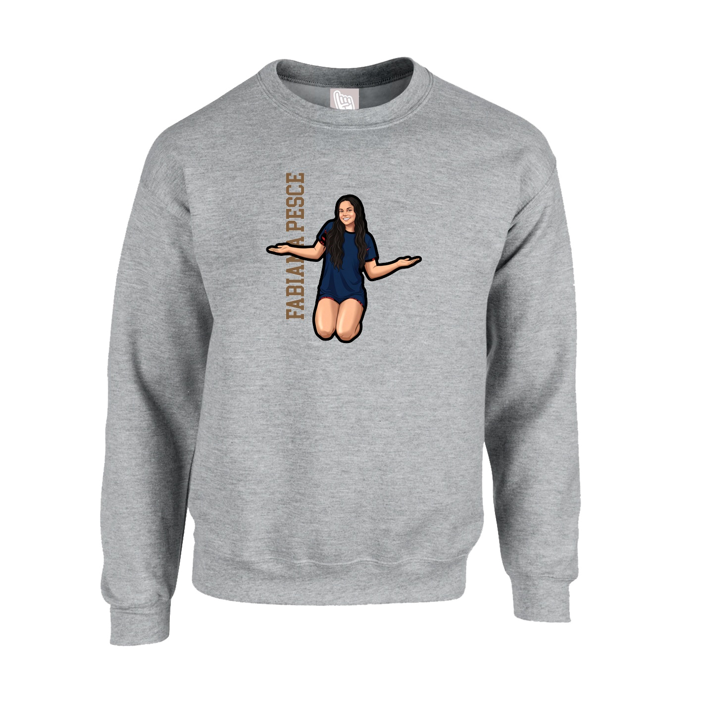 Fleece Crew — Name Vertical in Grey